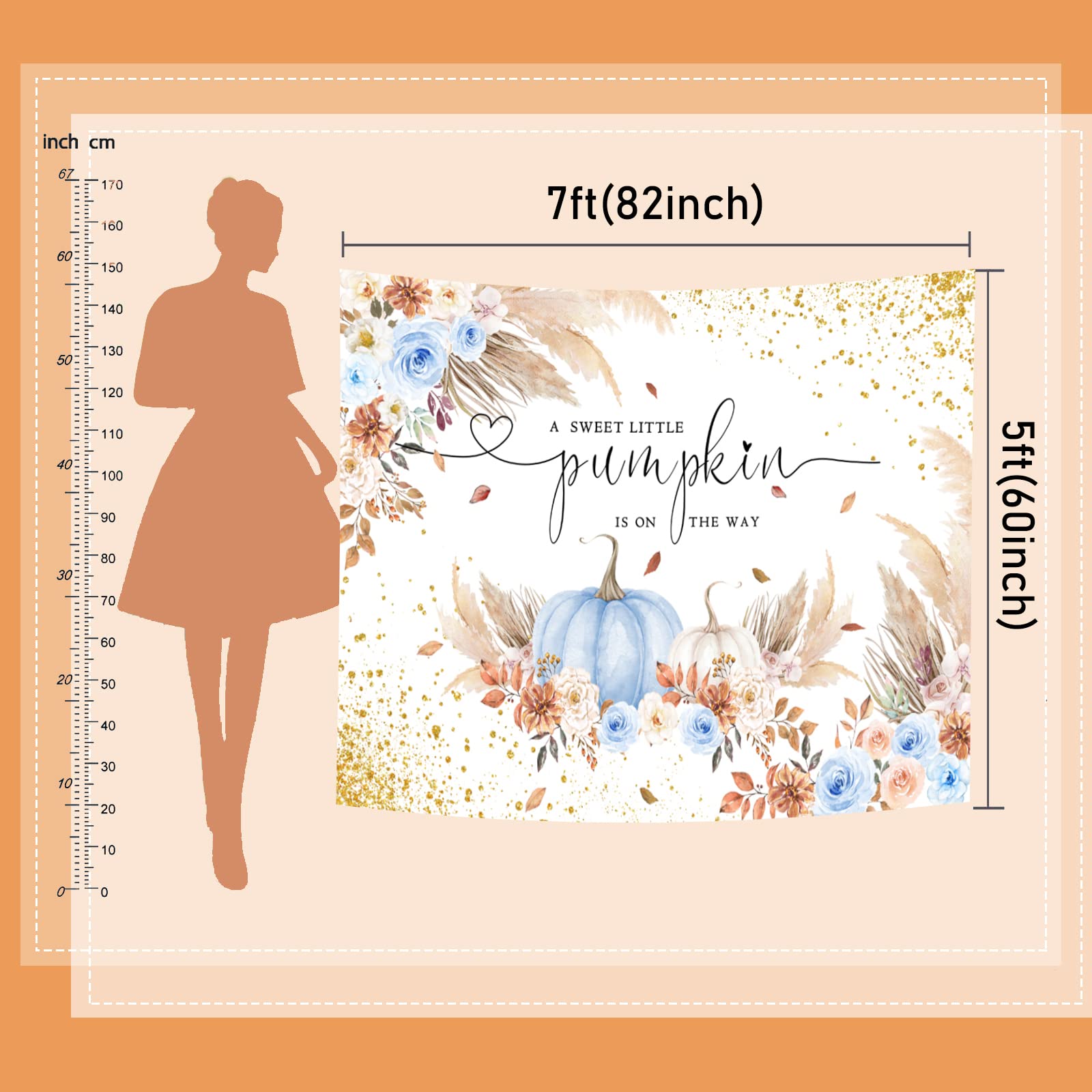 Mocsicka Pumpkin Backdrop For Girl Boy Autumn Fall Pumpkin Baby Shower Party Decorations Boho Blush Floral A Little Pumpkin Is O