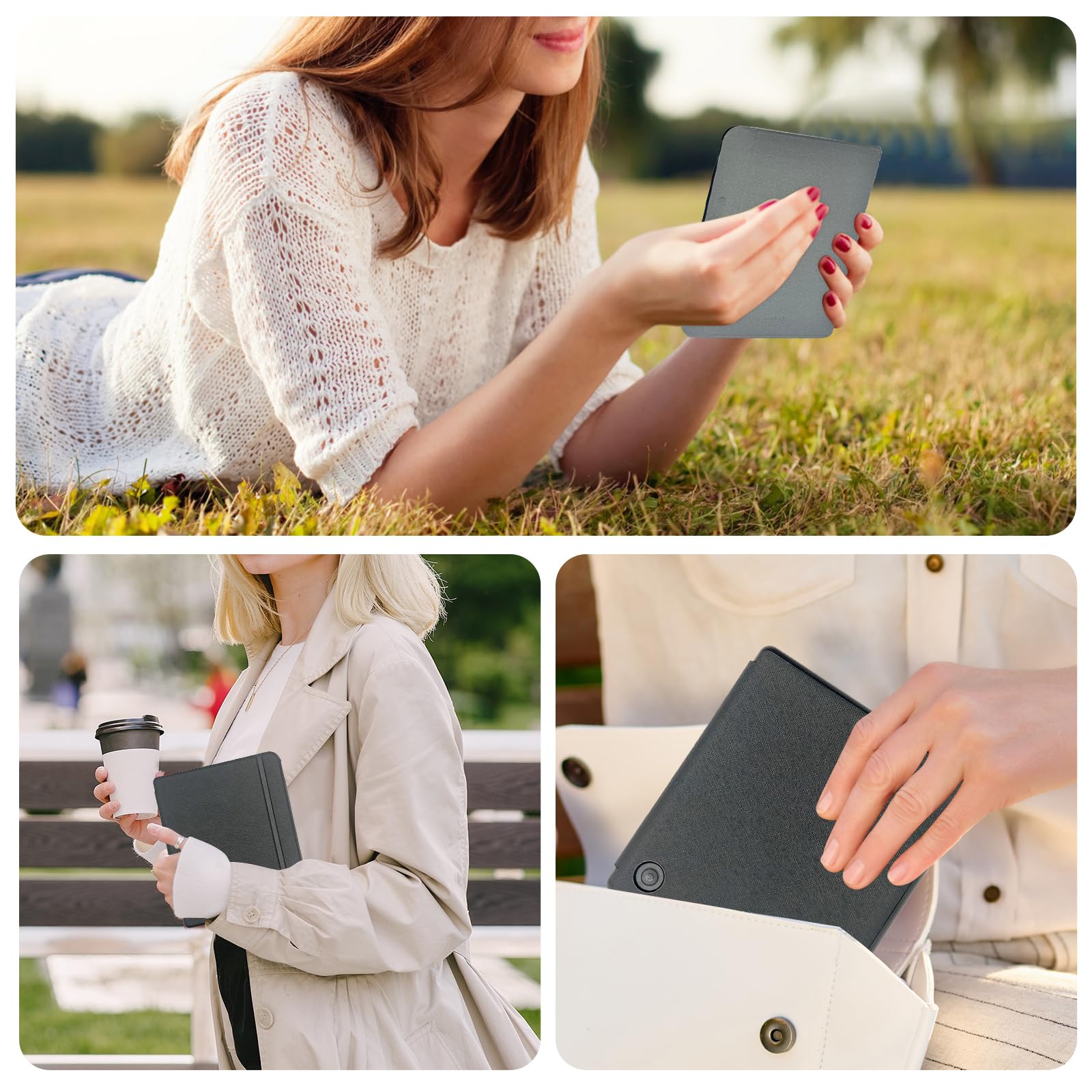 Caweet Case For Kobo Libra Colour (Model:N428, 2024 Release), Ultra Lightweight Pu Leather Shell Cover With Auto Wake/Sleep, Bla