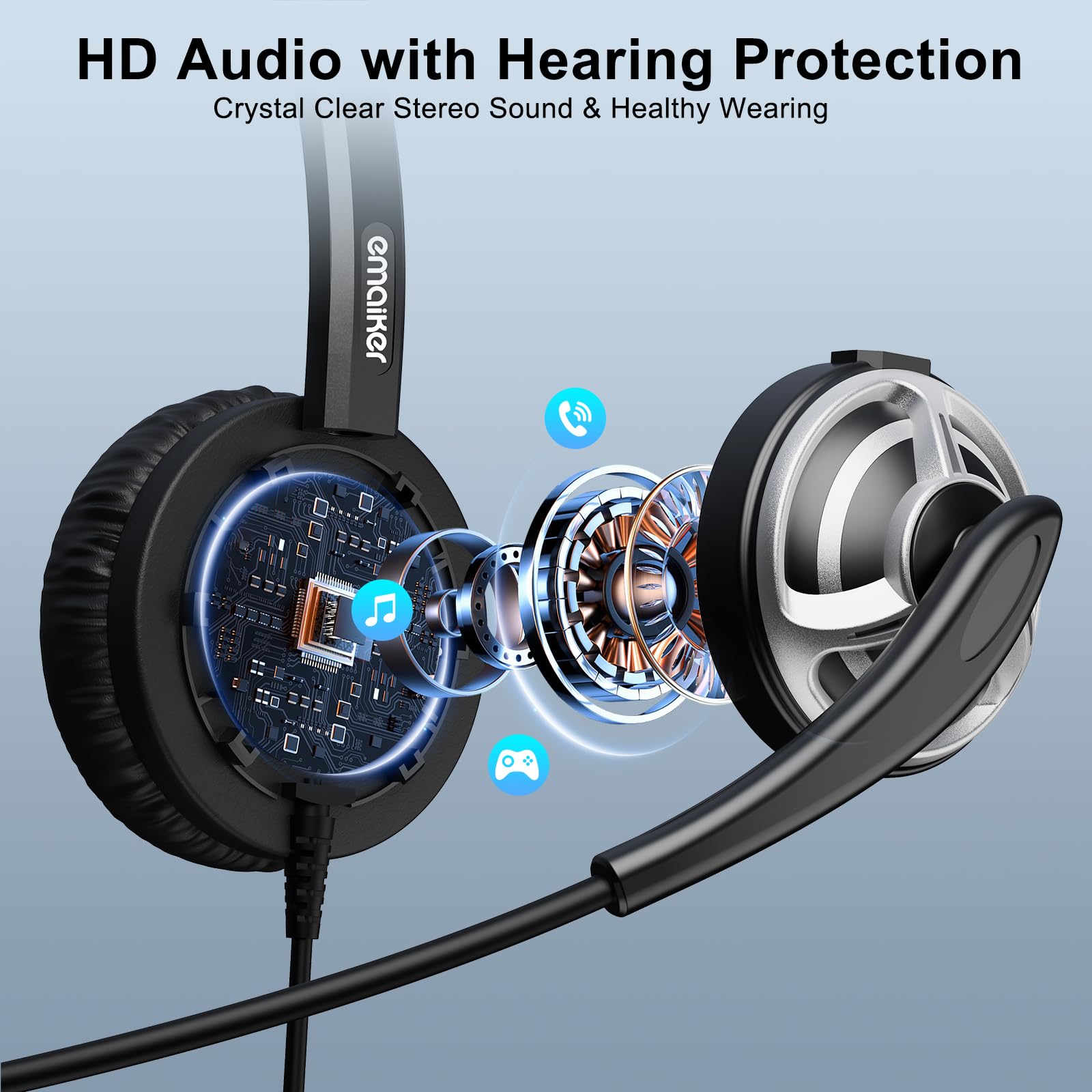 Wired Usb Headset With Noise Cancelling Microphone, Usb A Computer Headphones With Microphone For Pc Laptop, For Softphones,Offi