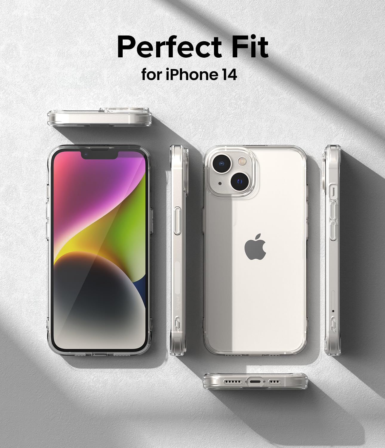 Ringke Fusion Compatible With Iphone 14 Case, [Military Grade Drop Protection] Transparent Shockproof Bumper Raised Bezel Sturdy