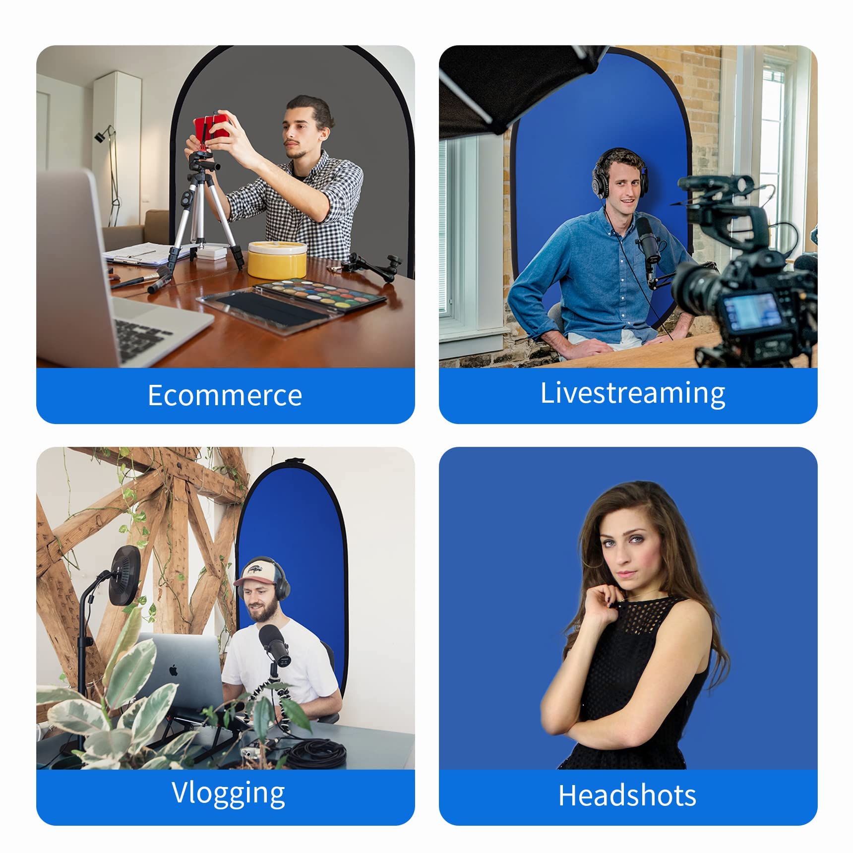 Selens Pop Up Backdrop Collapsible Background 2 In 1 Backdrop With Carry Bag, For Photo Studio Portrait Video Conference Vlog Yo