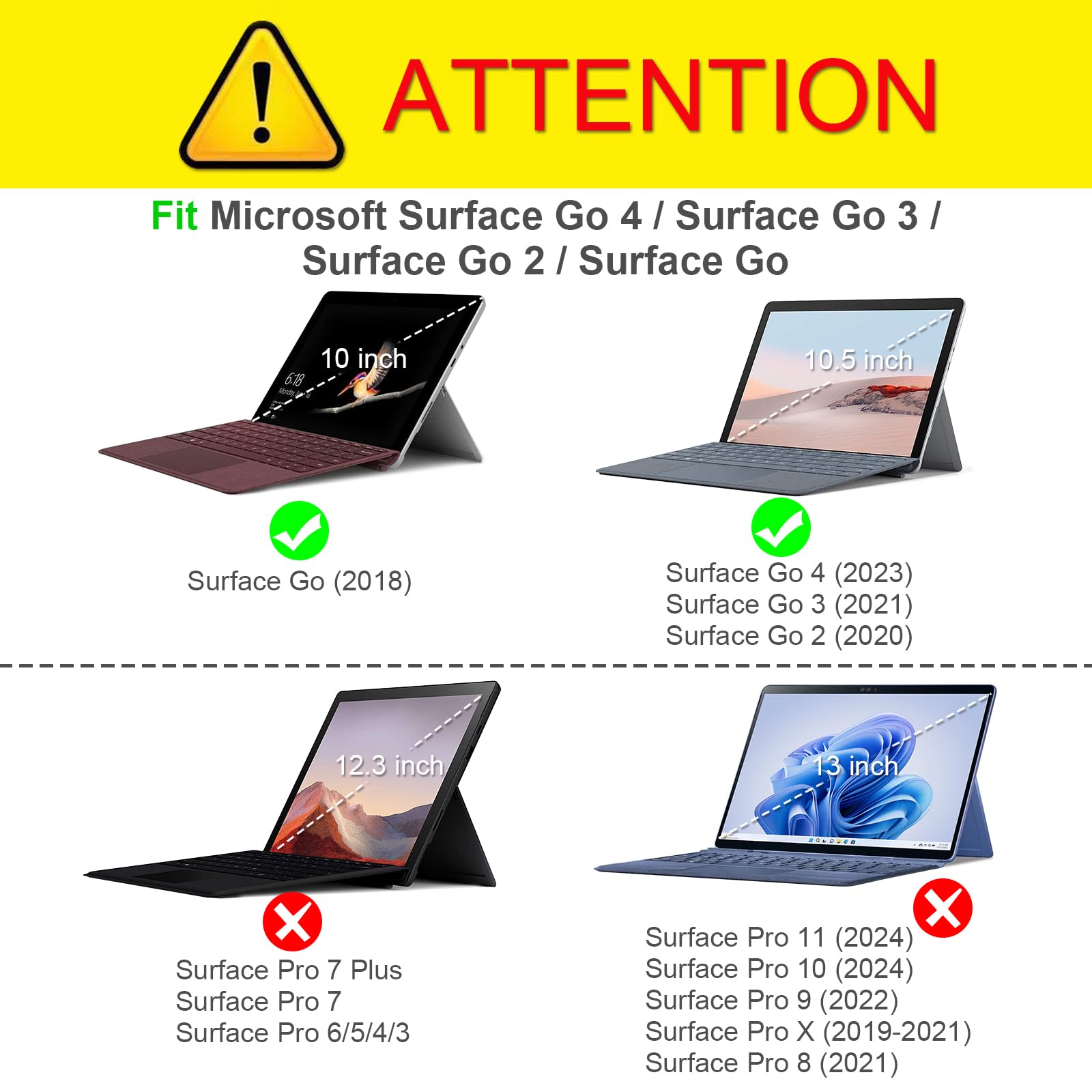 Fintie Case For Microsoft Surface Go 4/3/2/1 (2023/2021/2020/2018) - Multiple Angle Viewing Portfolio Business Cover, Compatible