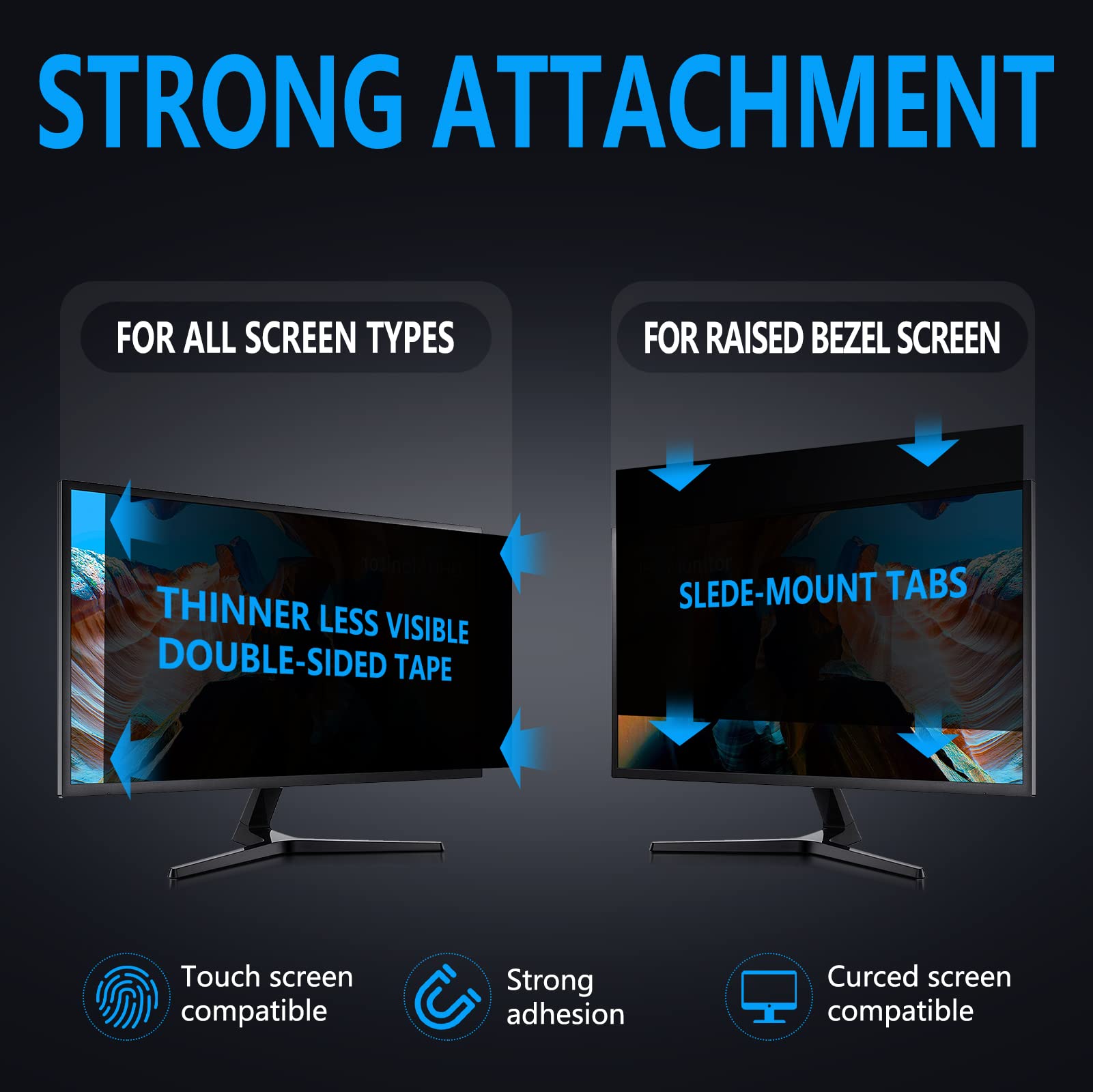 Ceydebne 21.5 Inch Privacy Screen For Monitor With 16:9 Widescreen Monitor, Anti Blue Light Screen Protector   Anti Glare   Anti