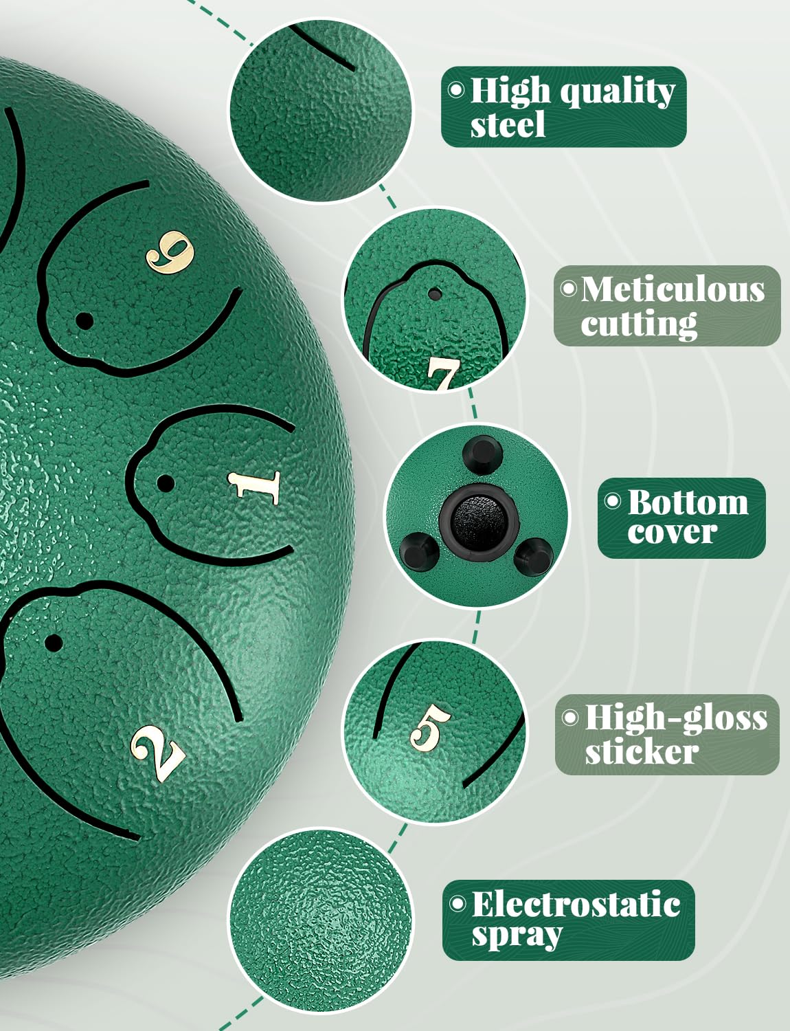 [2024 Newest] Steel Tongue Drum: 6 Inch 8 Notes Rain Drum For Outdoor Use, Hang Drum Instrument, Handpan Drum For Kids, Sound He