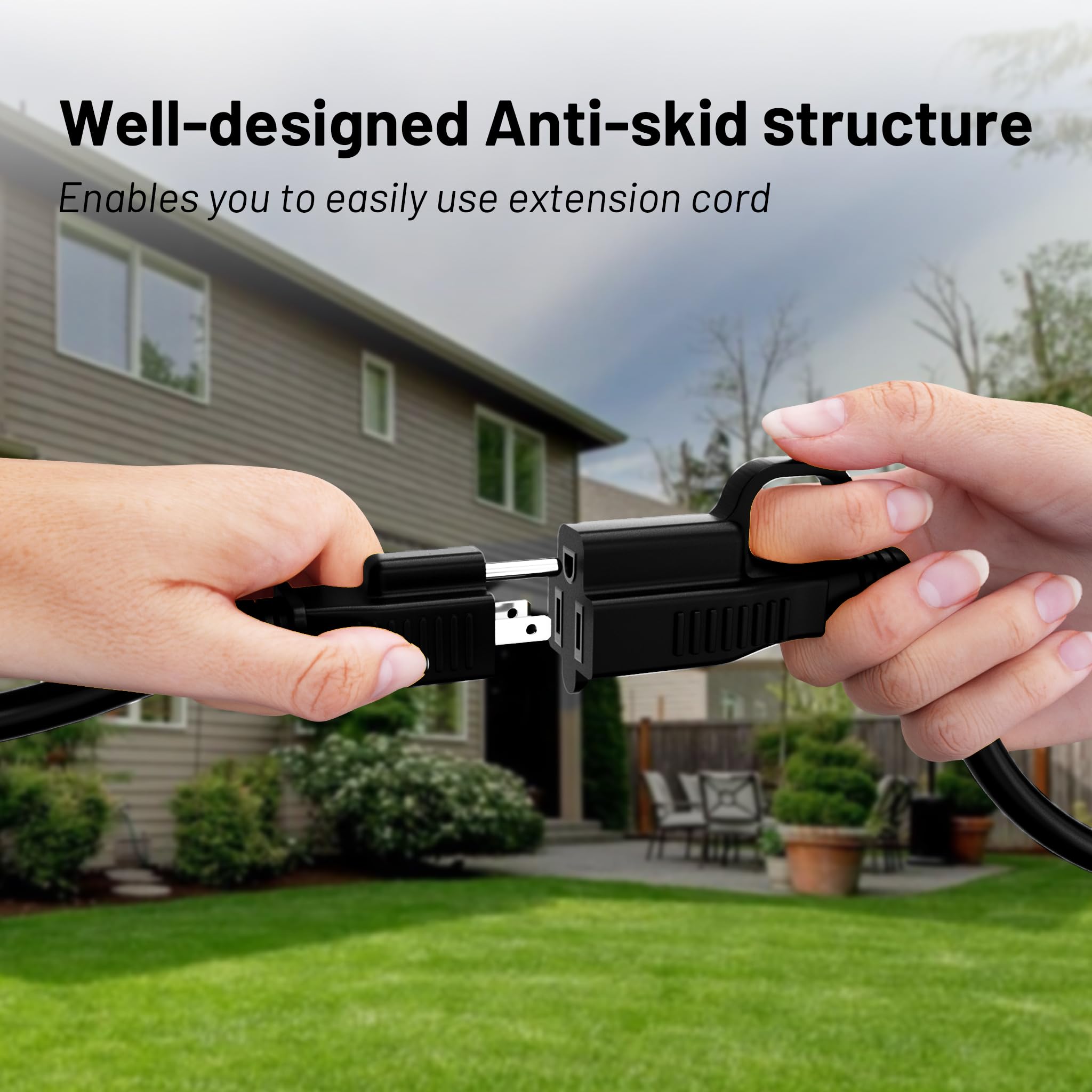 16/3 Black Indoor Outdoor Extension Cord 10 Ft Waterproof, Heavy Duty Extension Cord With 3 Prong Grounded Plug,13A 1625W 16Awg