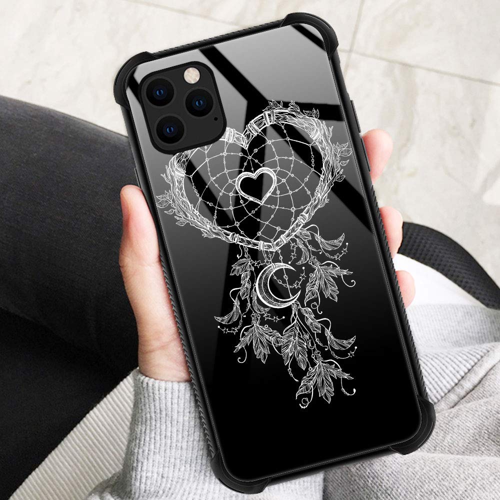 ZHEGAILIAN iPhone 13 Pro Max Phone Case Heart Shaped Organic Glass Anti-Scratch Love Dream Catcher
