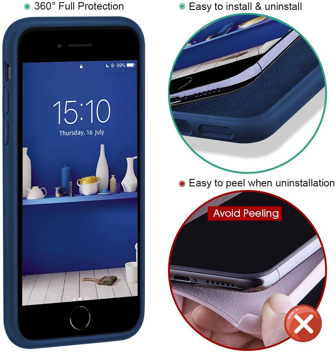 Icesword Iphone Se 3 Case 2022 [Upgraded]/ Iphone Se 2020 (2Nd Gen)/ Iphone 7/ Iphone 8 Silicone Case Blue, Liquid Silicone Gel