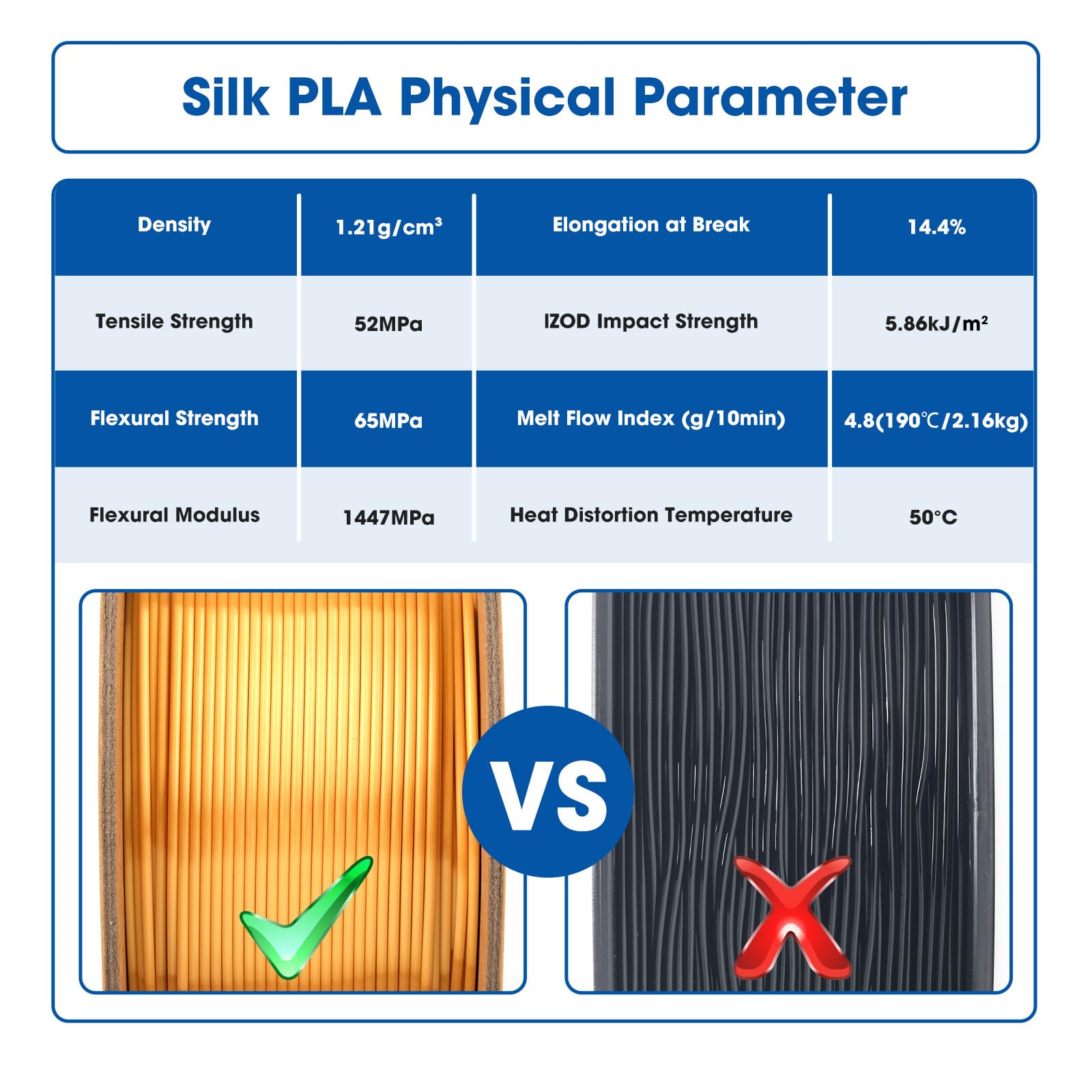 3Dhojor Silk Pla Filament 1.75Mm, Pla Filament 1.75Mm Silk Shiny 3D Printer Filament, 1Kg*2 Cardboard Spool, Dimensional Accurac
