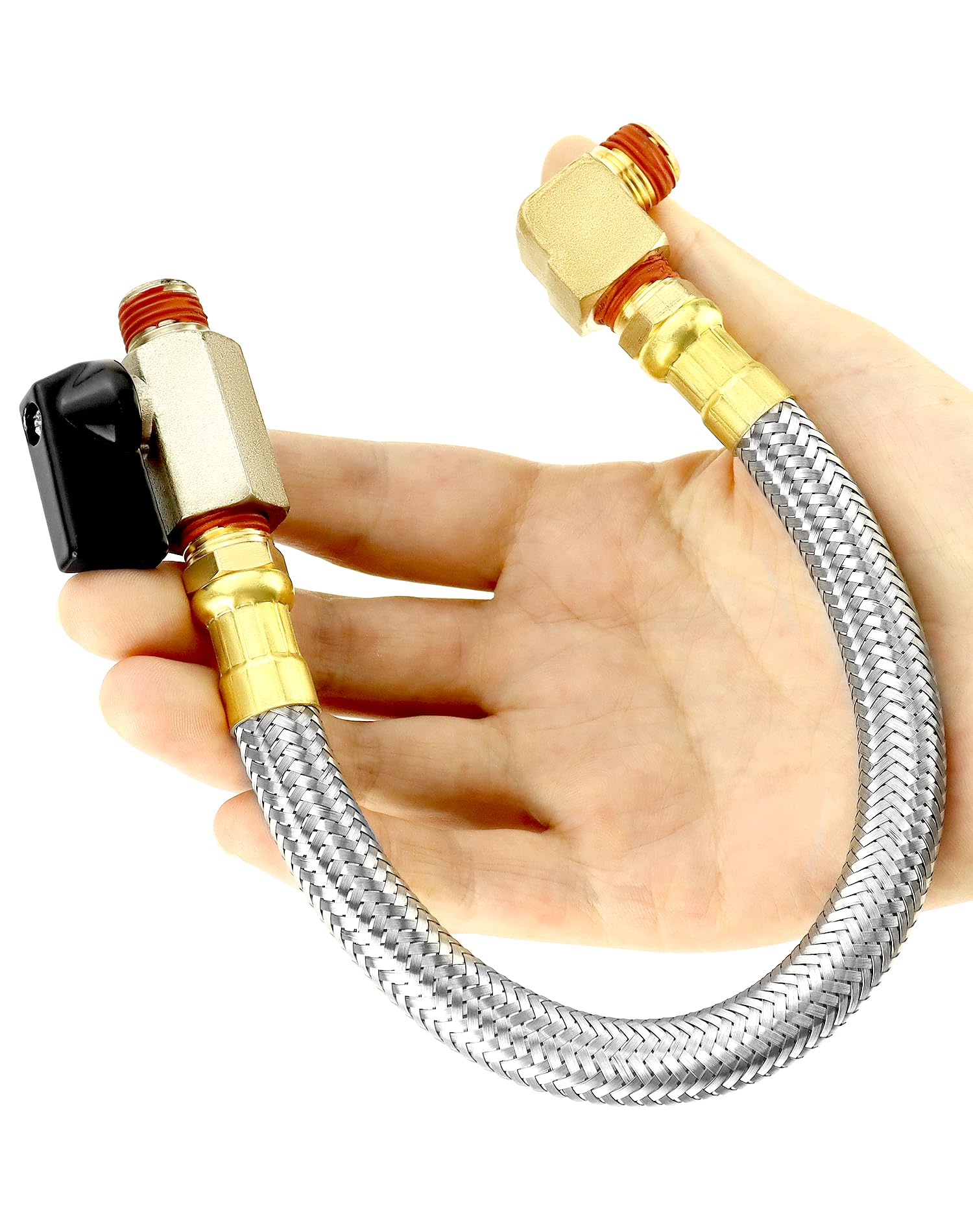 Qwork 2 Pack Extended Tank Drain Valve Assembly Kit For Air Compressor, Including 10 Inches Air Compressor Tank Drain Hose 1/4 I