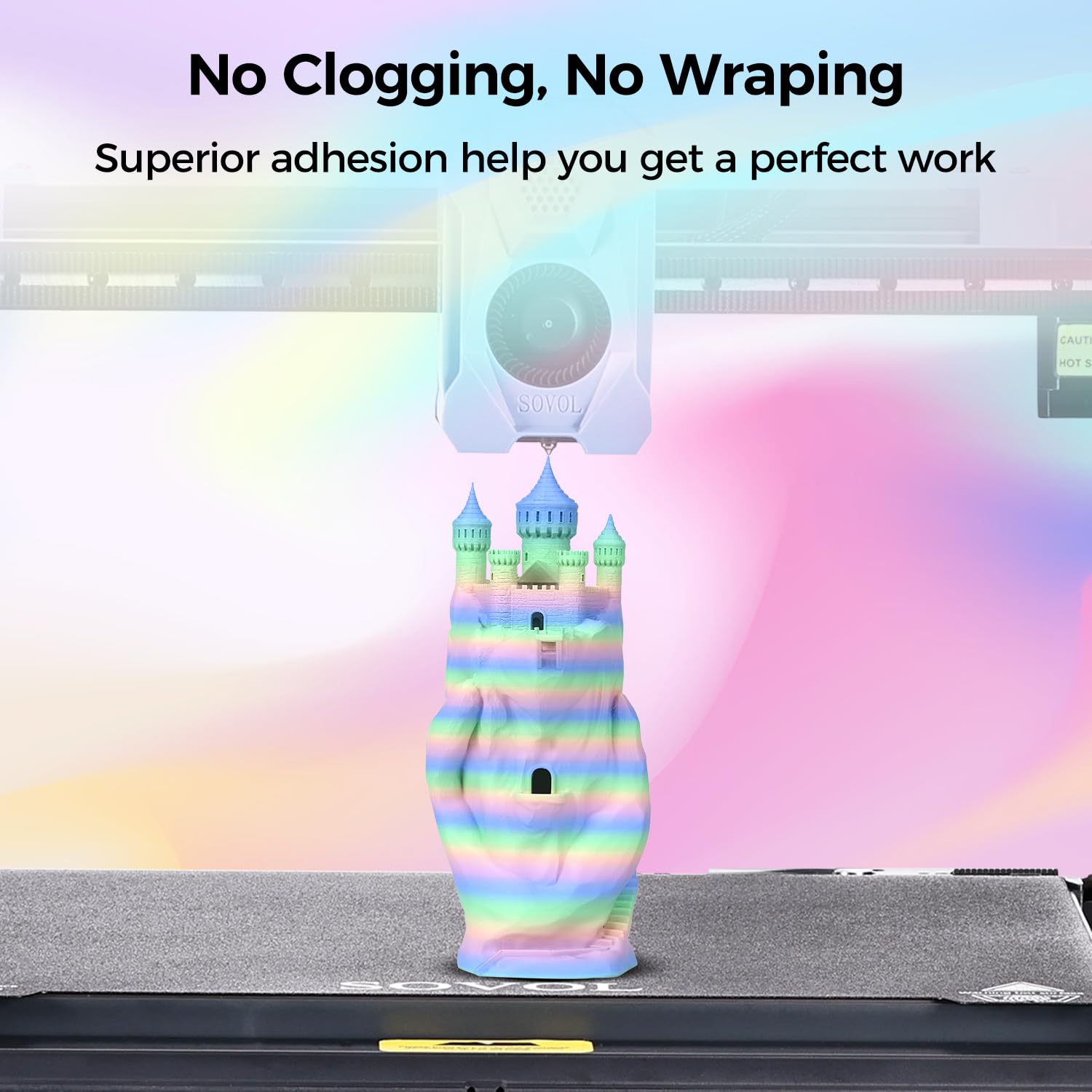 Sovol 3D Printer Matte Multicolored Fast Change Rainbow Pla 1Kg (2.2 Lbs) Spool 3D Printing Materials, Dimensional Accuracy +/