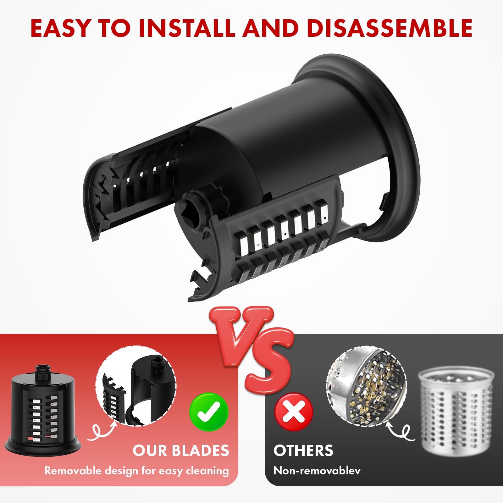 Gvode Slicer Shredder Attachment For Kitchenaid Stand Mixer, Cheese Grater Attachment For Kitchenaid With 5 Blades, Large Feed C