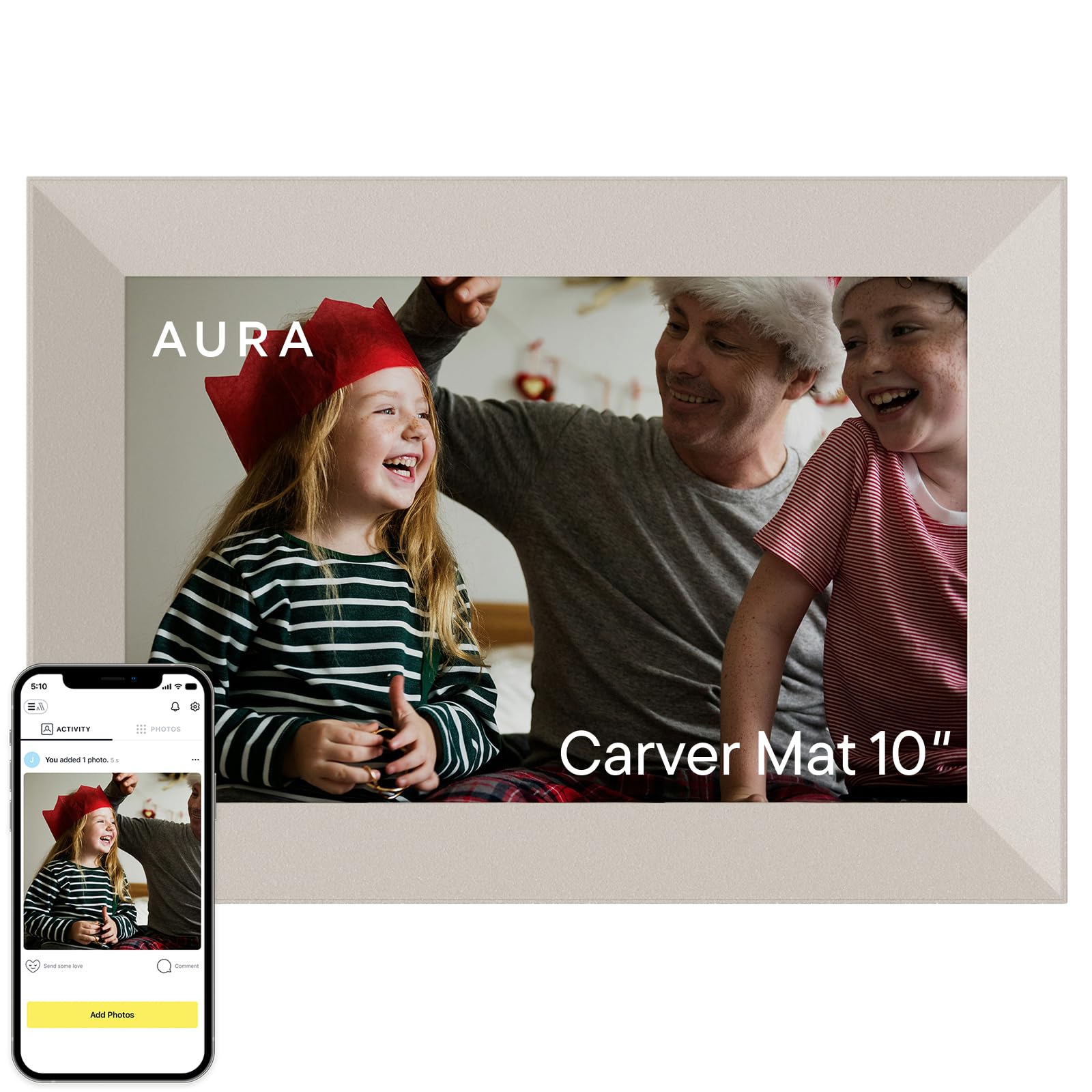 Aura Stone Digital Picture Frame - 10.1 HD Mat Display | Wirecutters Best Digital Frame for Gifting - Send Photos Directly from