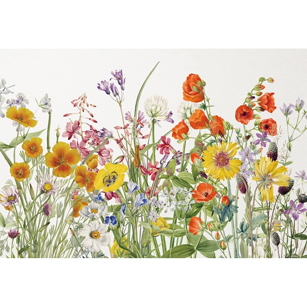Laeacco 9X6Ft Watercolor Wild Flower Backdrop Plain Floral Bridal Shower Wedding Background Rustic Retro Colorful Dried Flower B