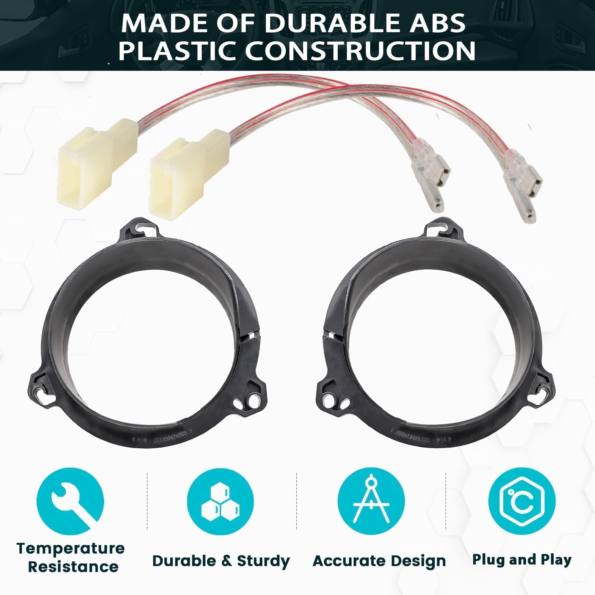 Nuith Door Speakers Adapter With Speaker Wiring Harness Fit For Select 1998 2015 Toyota 4 Runner/Rav4/ Corolla, Scion 2004 2014