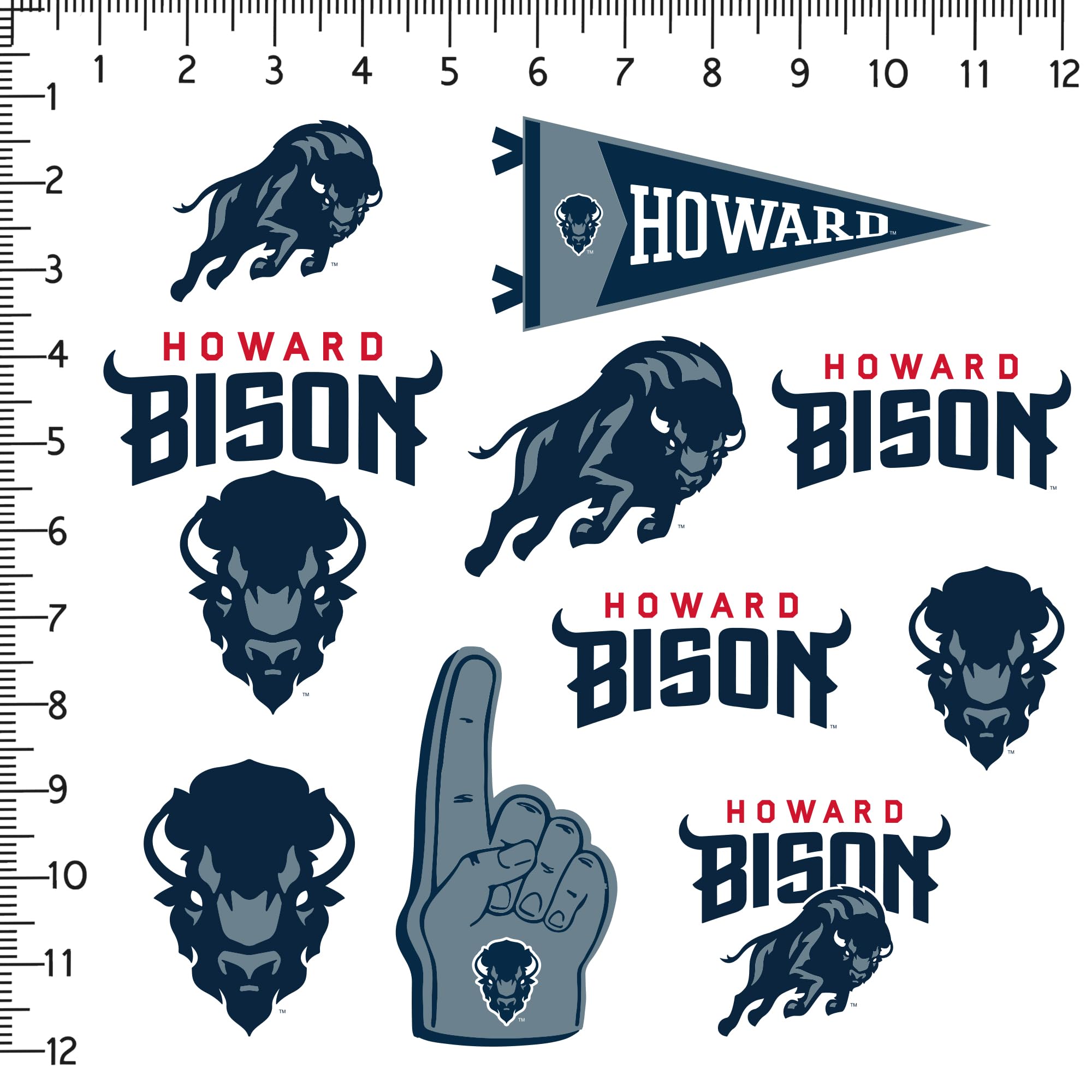 Howard University 10Ct Vinyl Large Deluxe Stickers Variety Pack   Laptop, Water Bottle, Scrapbooking, Tablet, Skateboard, Indoor