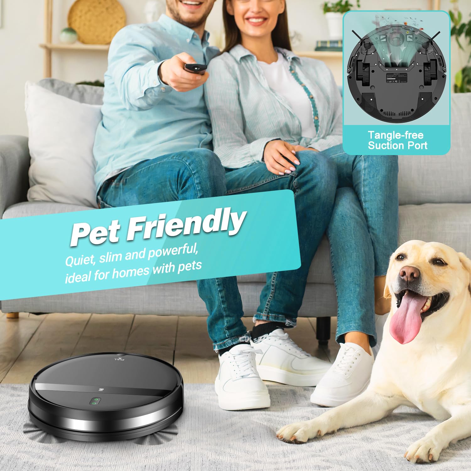 Robot Vacuum And Mop Combo For Pet Hair-2300Pa Robotic Vacuum Cleaner With Wifi/Alexa/App Control, 2H Runtime & Tangle-Free Tech