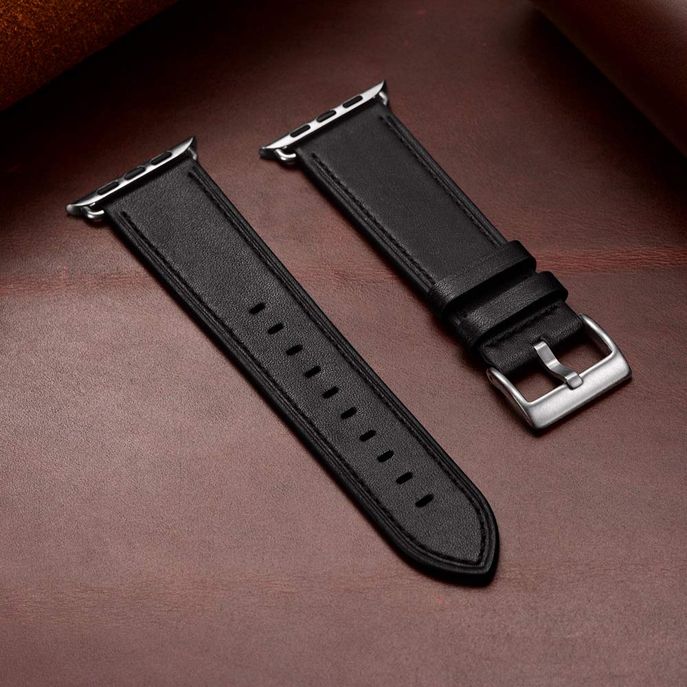 Ouheng Compatible With Apple Watch Band 49Mm/46Mm/45Mm/44Mm/42Mm, Genuine Leather Band Replacement Strap Compatible With Apple W