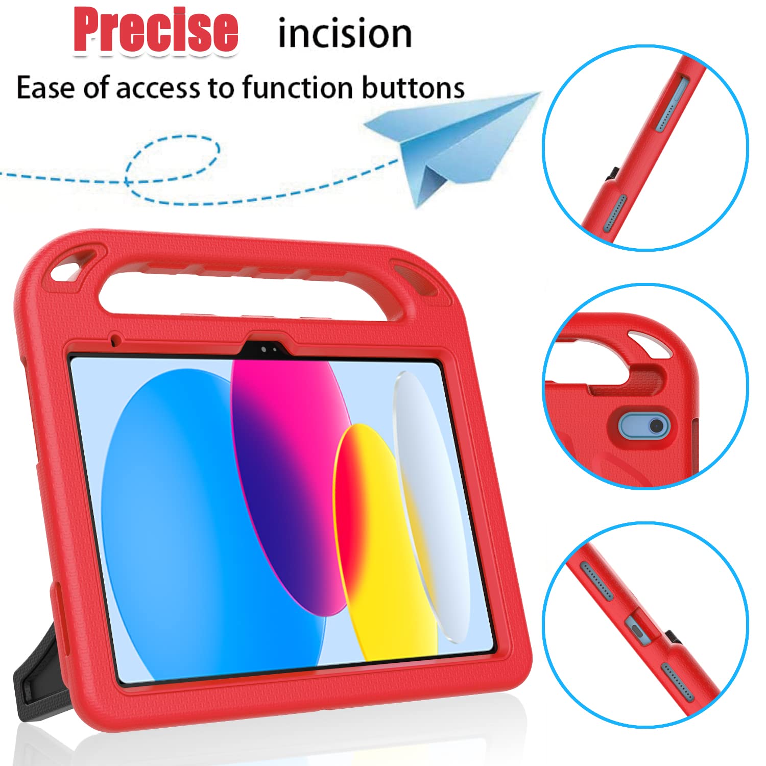 Bmouo Kids Case For Ipad 10Th Generation 10.9 Inch 2022   With Built In Screen Protector, Shockproof Light Weight Covertible Han