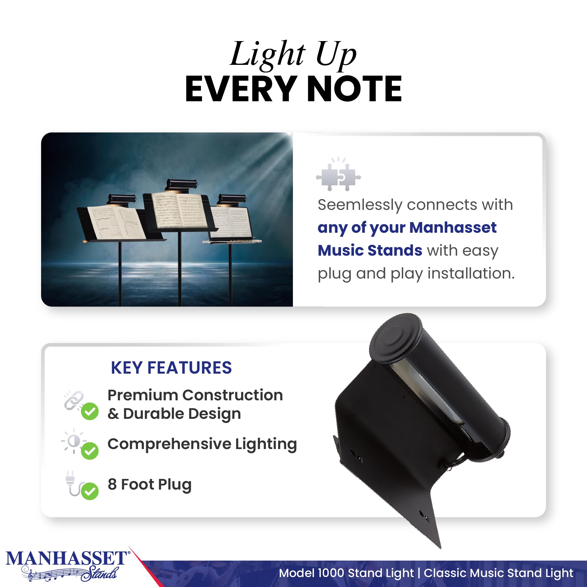Manhasset Music Stand Light Clip On Attachment   Stand Lights For Musicians   Music Lamp For Orchestras   Piano Light   Piano La