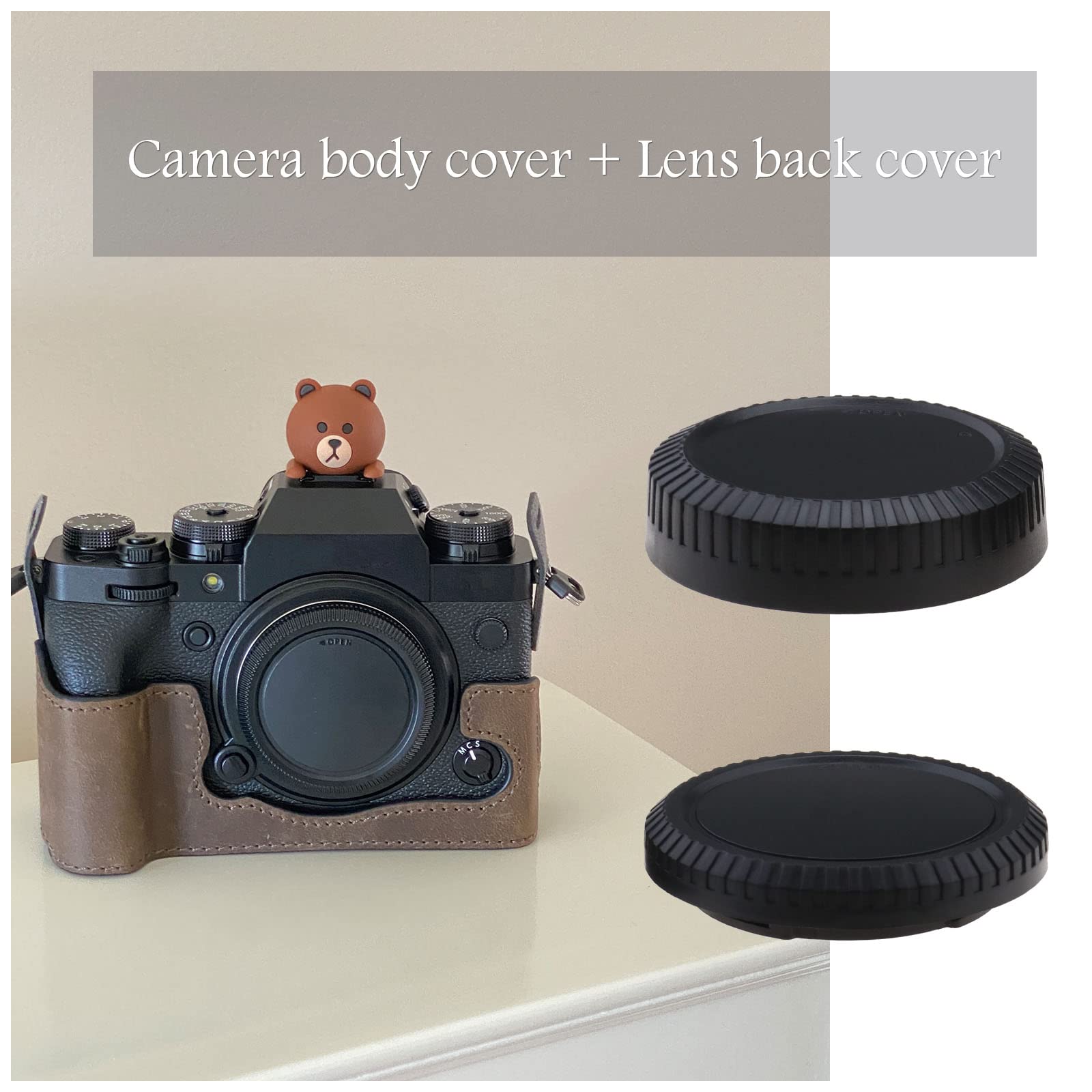 Emagtech 2 Sets Front Body Cap & Rear Lens Cap Cover Kit Compatible With Fuji X Mount Dslr Camera X T4 X T3 X T2 X T1 X T30 X T2