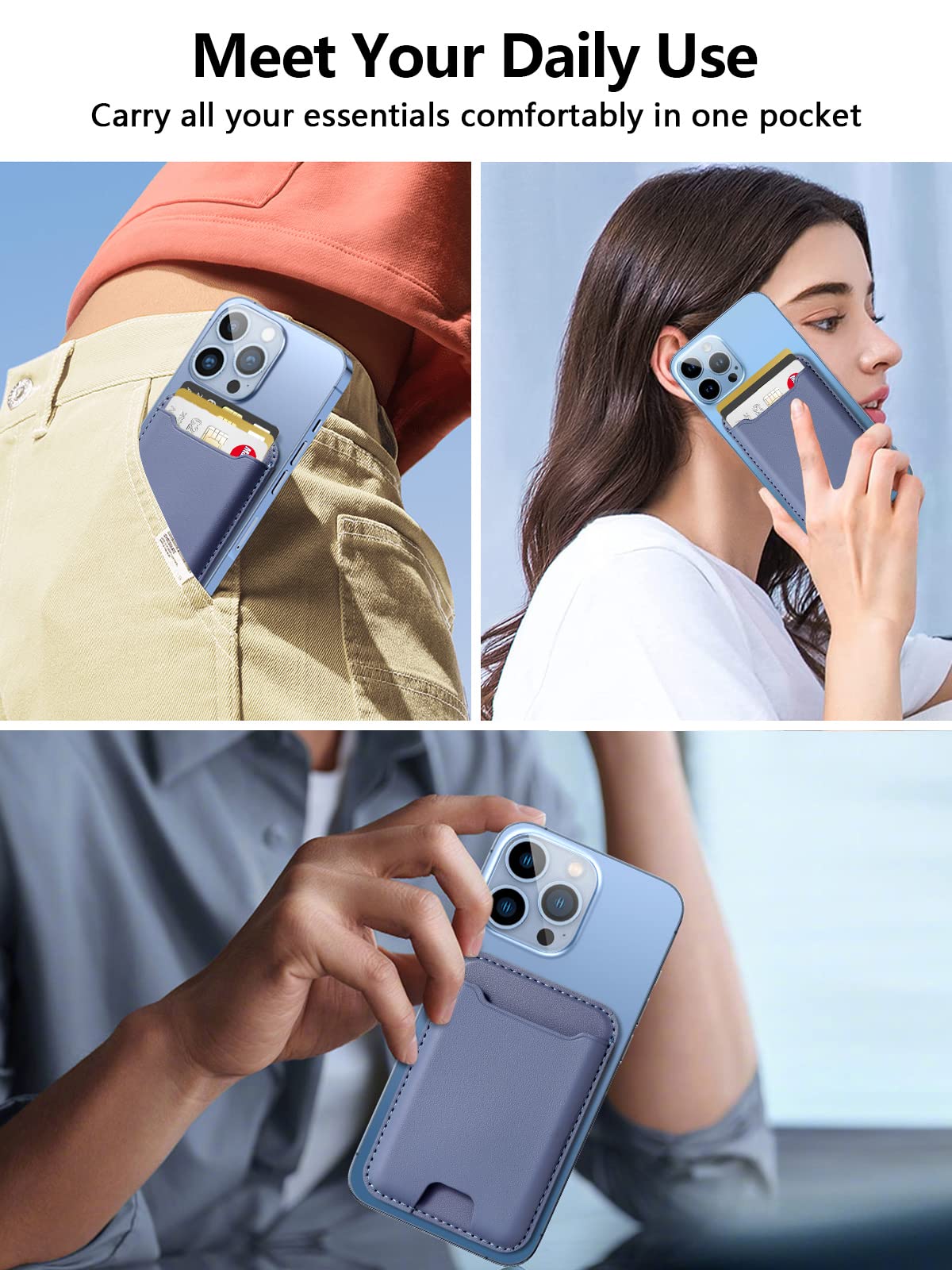 Topmade For Magsafe Wallet, Sparkle Magnetic Card Holder For Iphone 16, Iphone 15/14/13/12 Series, Leather Magnetic Phone Wallet