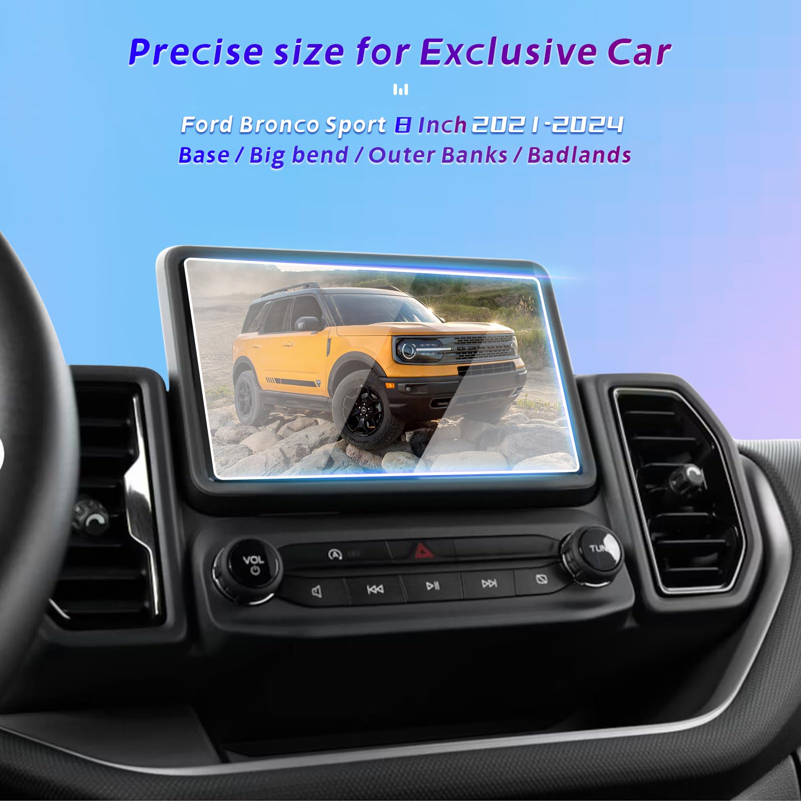 Gfjnfg Bronco Sport Tempered Glass Screen Protector For 2024 2023 2022 2021 Ford Bronco Sport 8 Inch Touchscreen Sync 3 Navigati