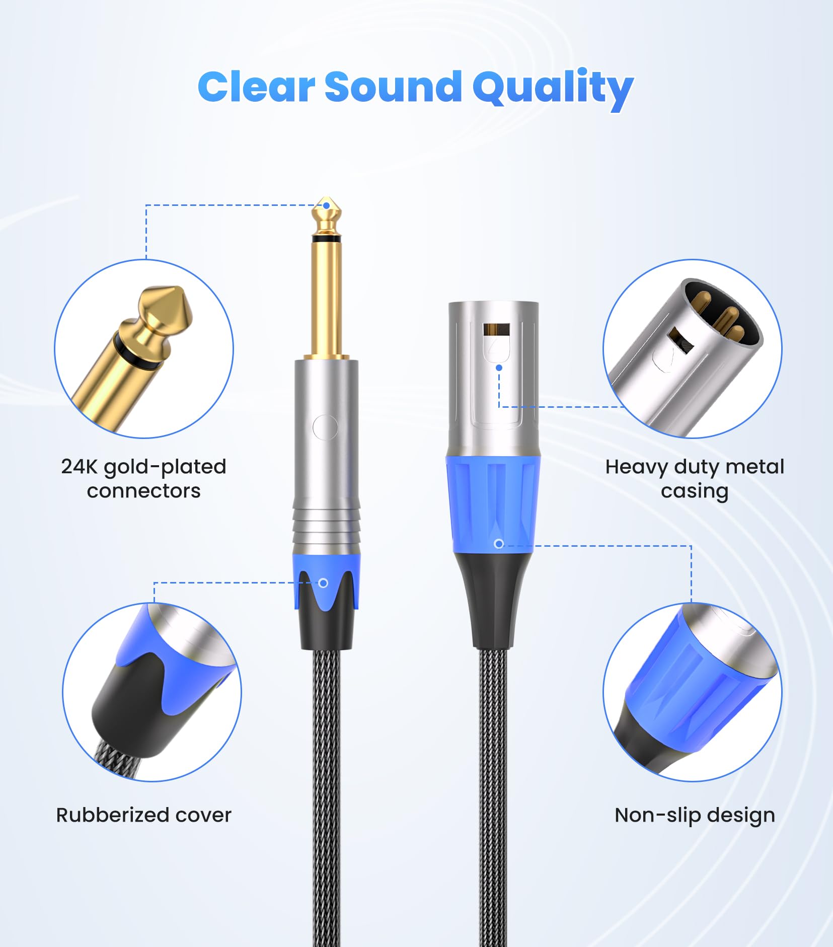 Tisino 1/4 To Xlr Male Mono Cable Unbalanced Quarter Inch To Xlr Male Microphone Cable For Connecting Instruments To Mixers, 6.6