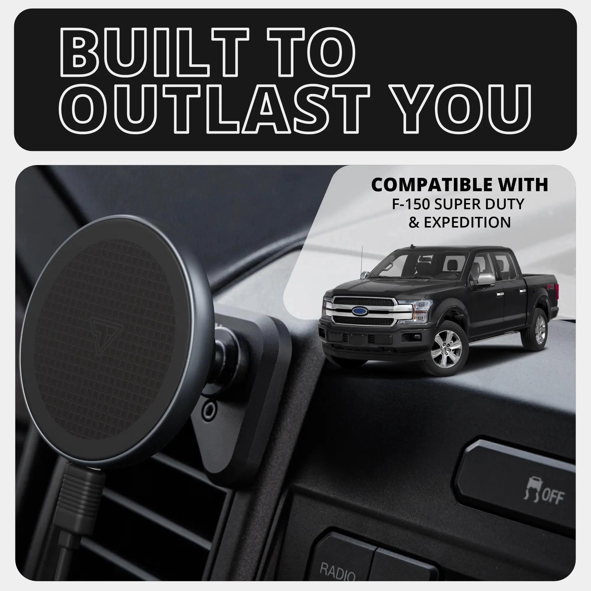 Tackform Link Vent Mount Magnetic Wireless Charging Phone Holder - Compatible With Magsafe, 2015-2020 Ford F-150, 2017-2021 Supe