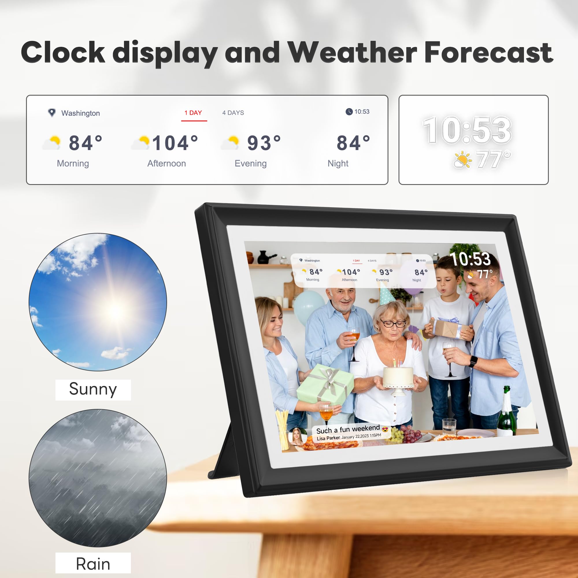 Reumar Digital Picture Frame,10.1 Inch,Wifi Smart Digital Photo Frame Ips Lcd Touch Screen, Auto Rotate,Built In 32Gb Storage, E