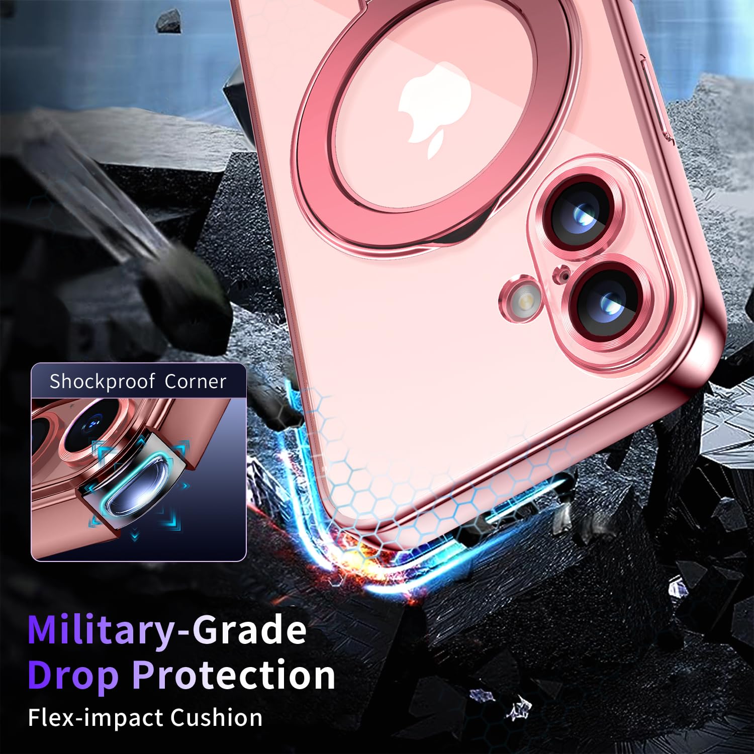 Magnetic For Iphone 16 Case With Invisible Stand[Compatible With Magsafe][Full Camera Lens Protector][Military Drop Protection]