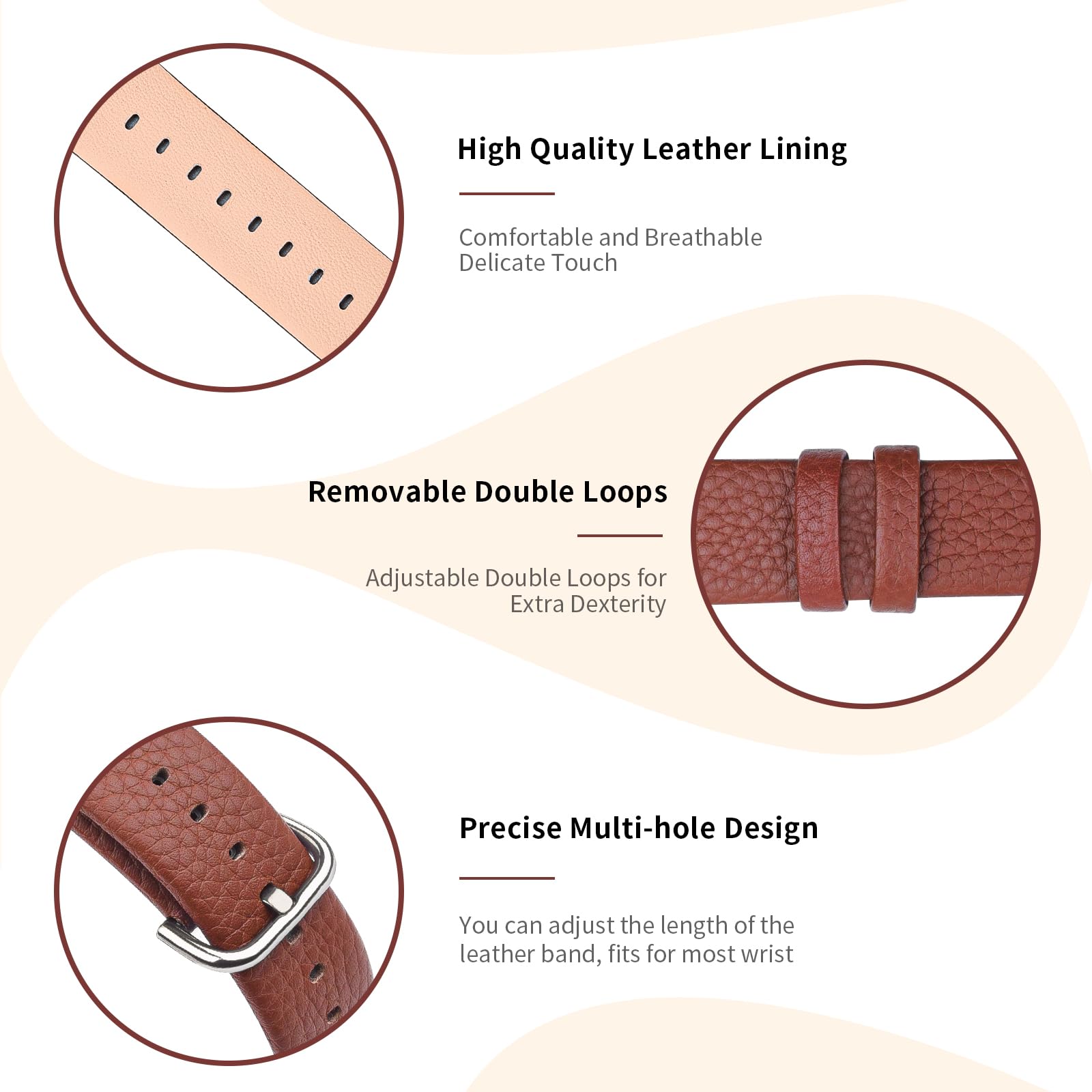 Fullmosa Watch Band Compatible With Leather Apple Watch Band 45Mm 44Mm 42Mm, Top Grain Iwatch Band For Series Ultra2/Ultra/9/8/7