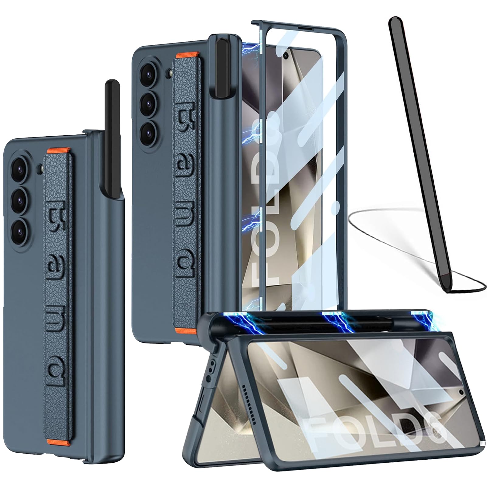 NINKI S Pen Case for Samsung Galaxy Z Fold 6 Case with Screen Protector,Magnetic Hinge Stylus Slot Phone Case for Samsung Z Fold