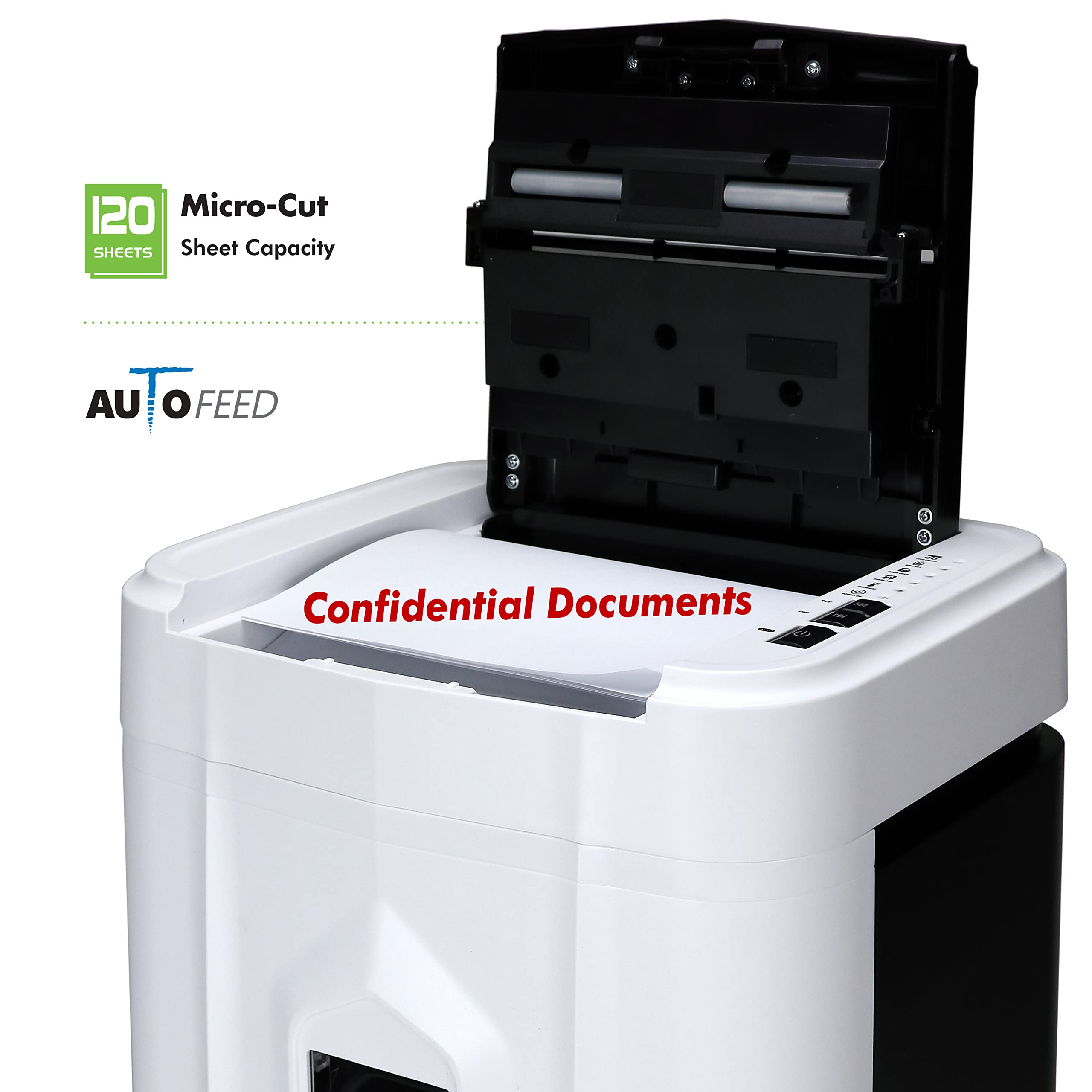 Aurora Au120Mb 120 Sheet Auto Feed High Security Micro Cut Paper Shredder / 30 Minutes (White/Black)