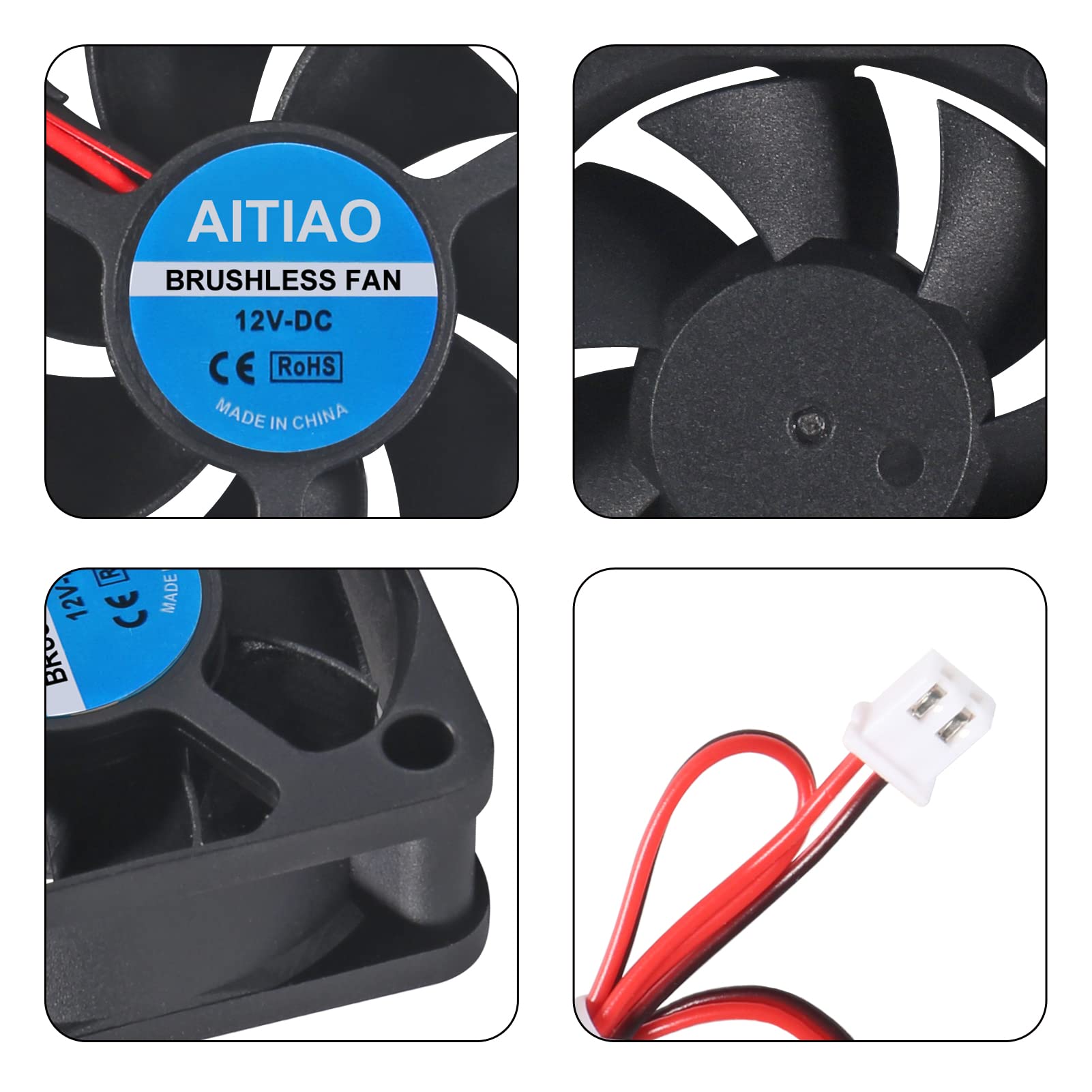 Aitiao 4Pcs 5020 Brushless Cooling Fan Computer Case Fan Dc 12V 50Mm 50Mm 20Mm Quiet Muffin Fan Oil Bearing High Speed Cooling F
