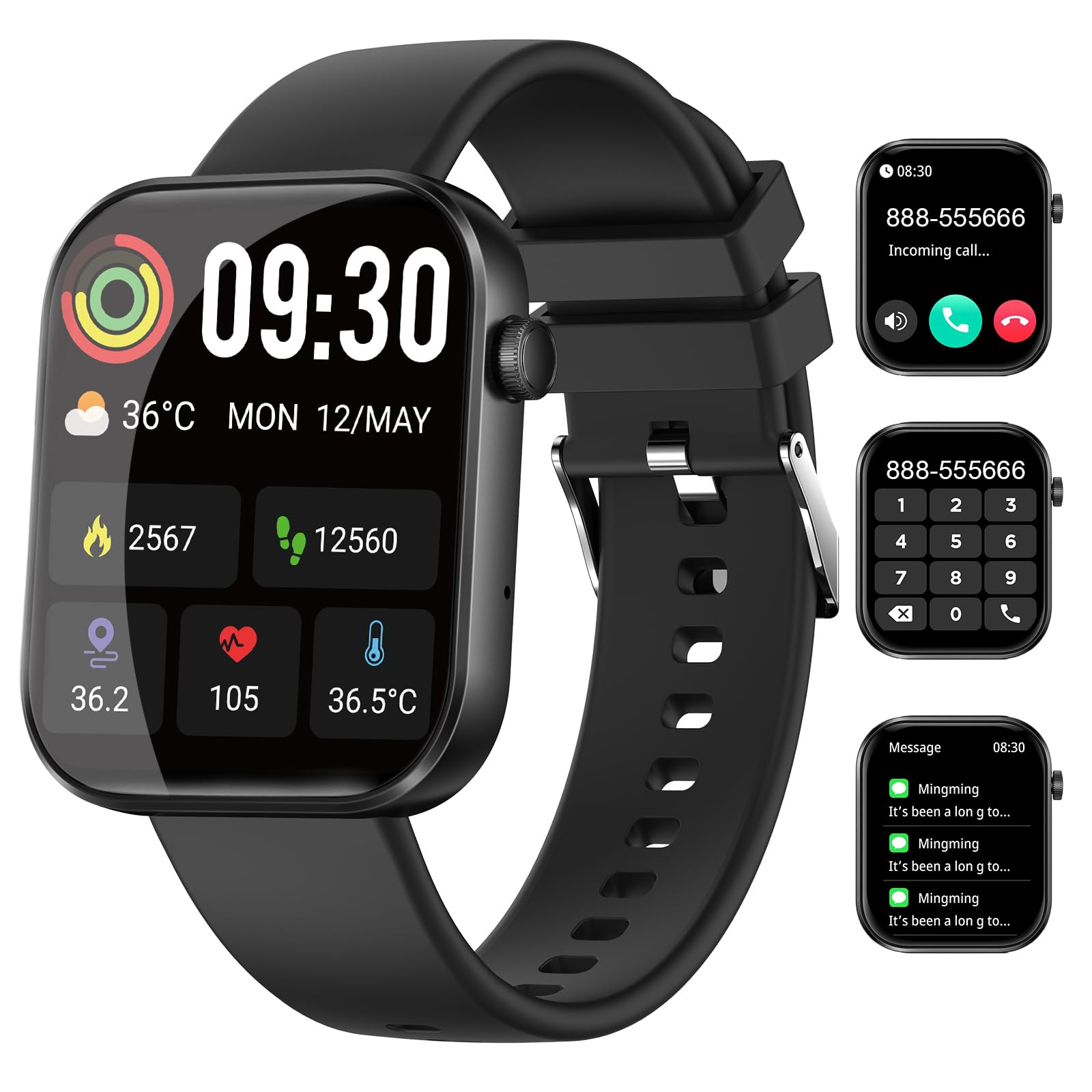 Smart Watch(Answer/Make Call),1.90'' Hd Smart Watches For Men Women, Activity Trackers And Smartwatches For Android Ios, Spo2/He