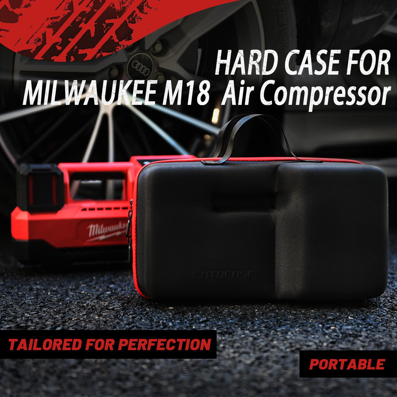 Lotocase Air Compressor Bag For Milwaukee M18 Inflator 2848 20, Air Pump Custom Fit Storage Carrying Hard Case For Milwaukee Too