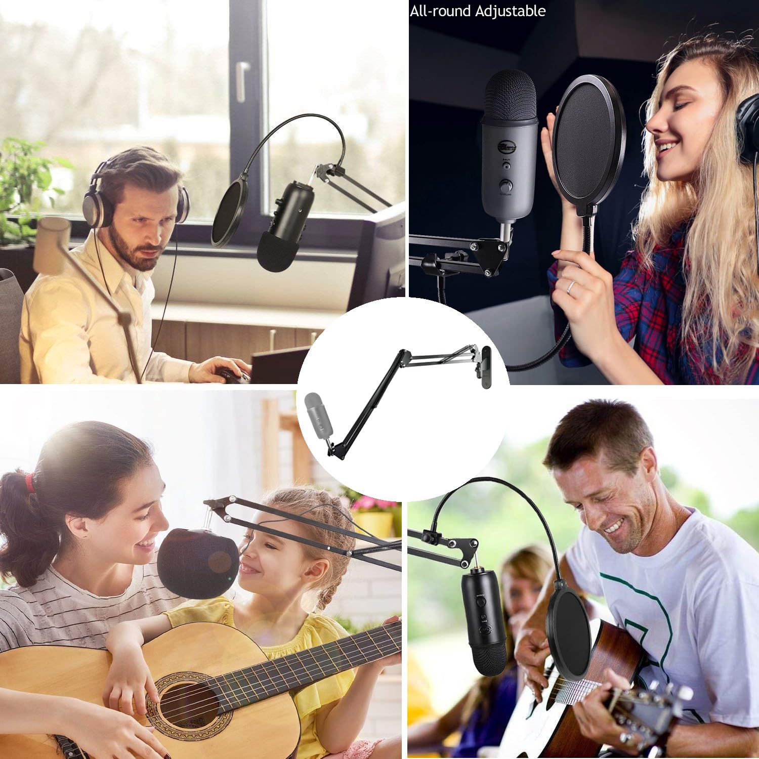 Upgrade Mic Wall Mount,Microphone Boom Arm Wall Stand Holder For Logitech Blue Yeti,Razer,Hyperx,Shure,Rode Mic Broadcasting, Vo