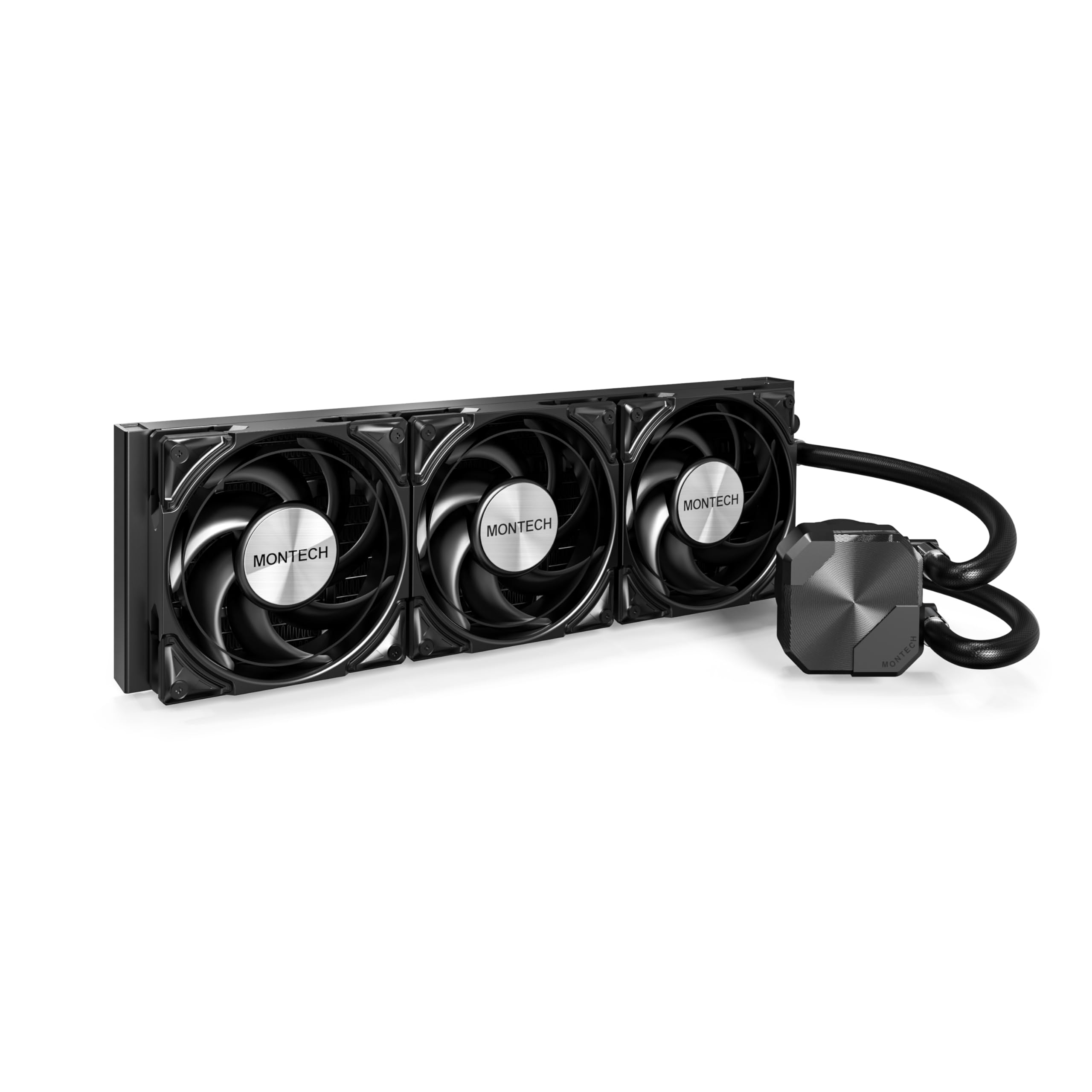 MONTECH HyperFlow Silent 360 Black - Ultra-Quiet AIO Liquid CPU Cooler, 3100RPM Pump, Triple Silent Fans, High-Efficiency Radiat