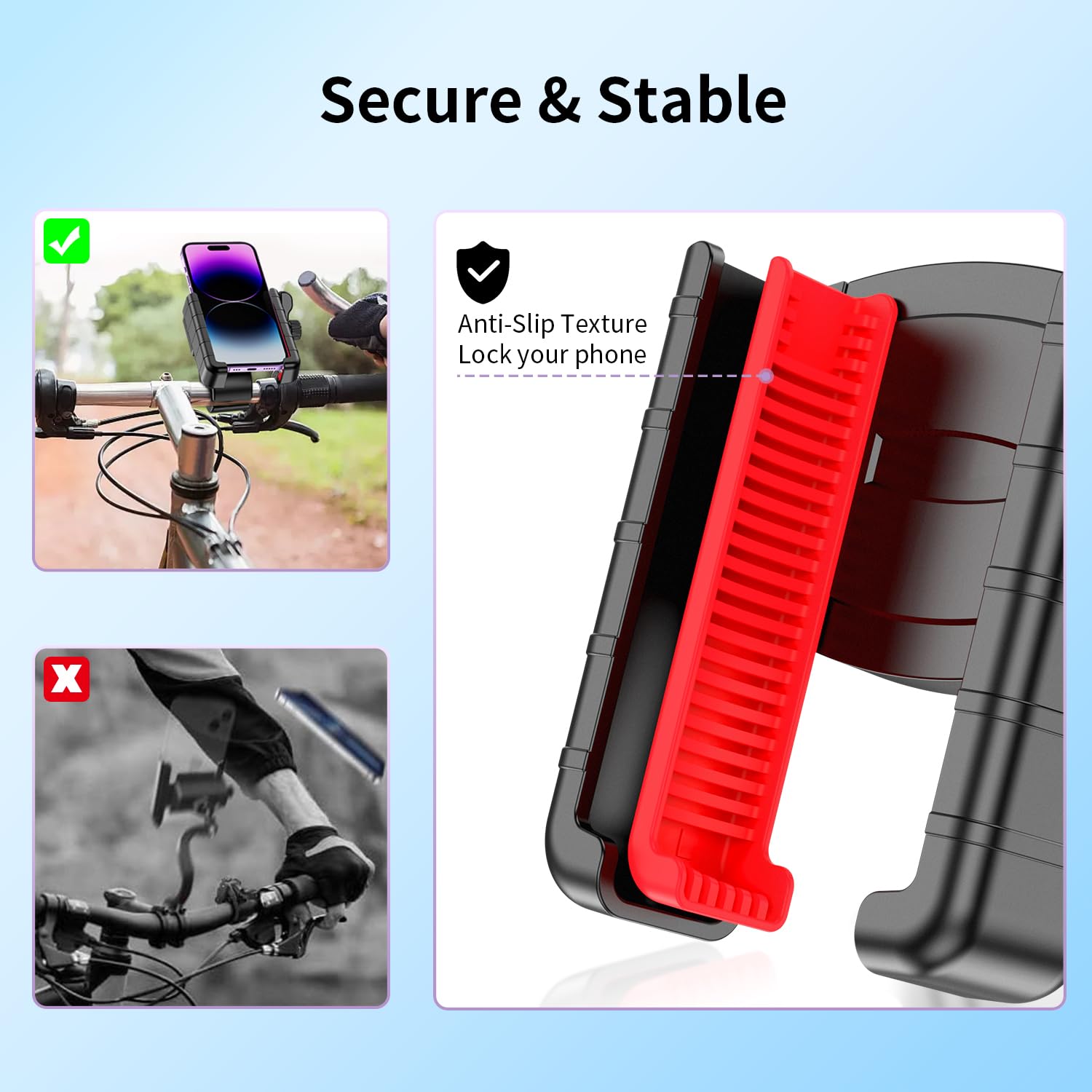 Bike Phone Mount Holder, [Camera Friendly] Motorcycle Phone Mount For Electric Scooter, Mountain, Dirt Bike And Motorcycle   360