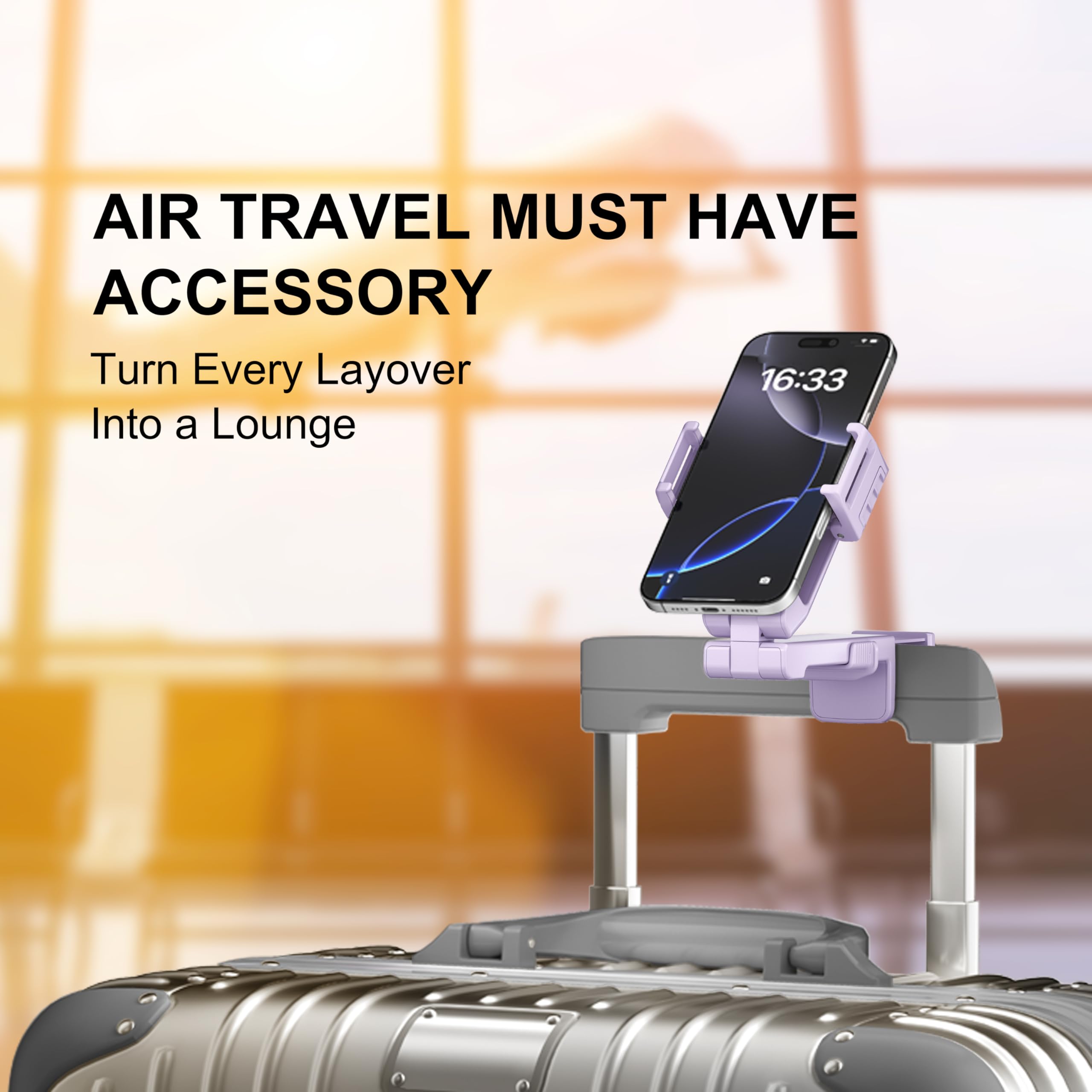 Perilogics 2025 Upgraded Travel Essentials Must Have Airplane Phone Holder Mount. Improved Ergonomic Lever, Perfect For Long Fli
