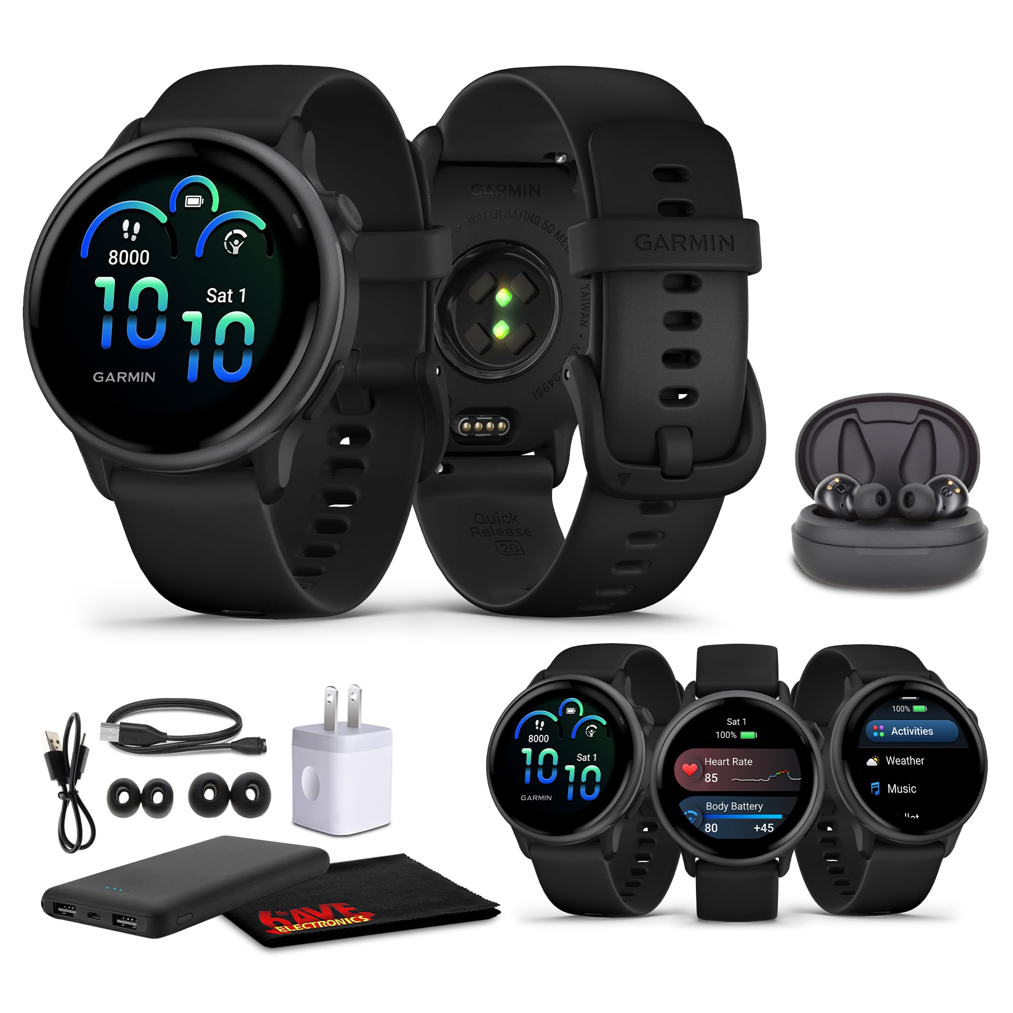 Garmin Vivoactive 6 Smartwatch Slate With Black Silicone Band Best Fitness Gps Smart Watch With Amoled Display, 11-Day Battery, 