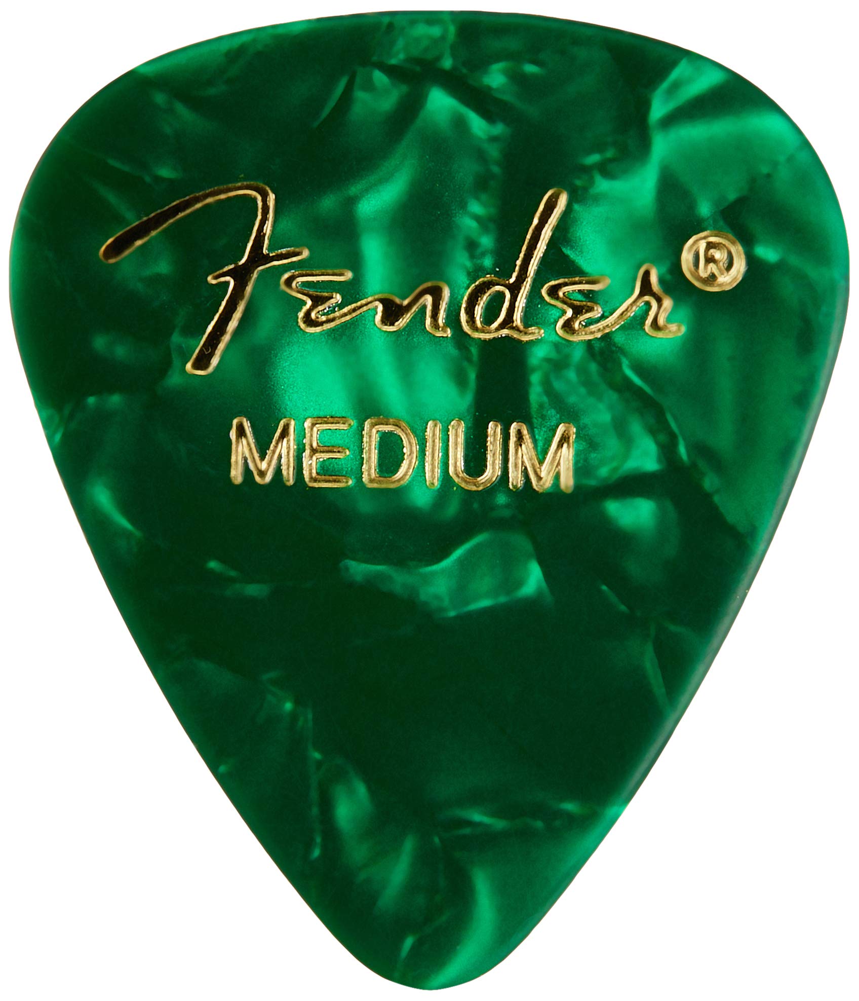Fender Premium Celluloid Guitar Picks 351 Shape, Guitar Accessories, Green Moto, Medium, 12 Pack