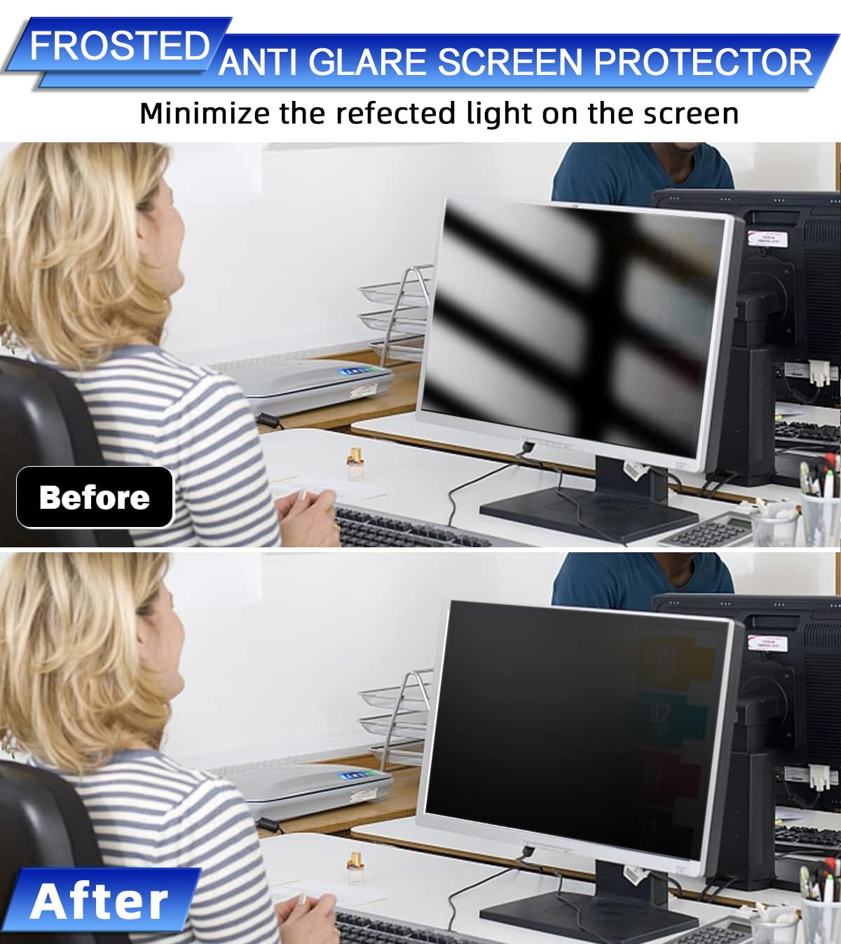 Filmext 32 Inch Privacy Screen Filter For 16:9 Computer Widescreen Monitor, Removable 32 In Anti Blue Light Anti Glare Anti Spy