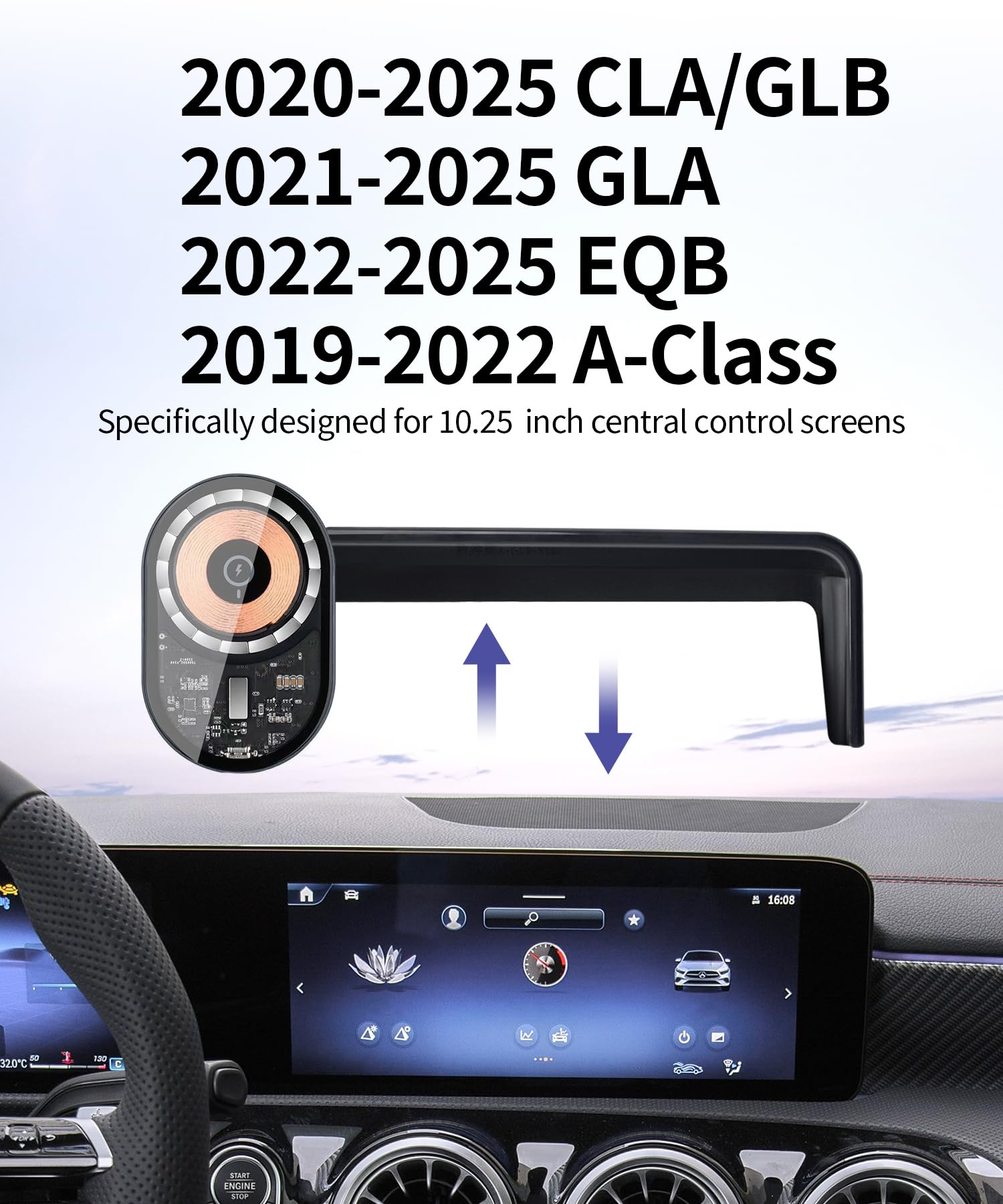 Masergogo Wireless Charging Car Phone Holder For Mercedes Benz Cla-Class 2020-2025/Glb-Class 2020-2025 Gla-Class 2021-2025/A-Cla