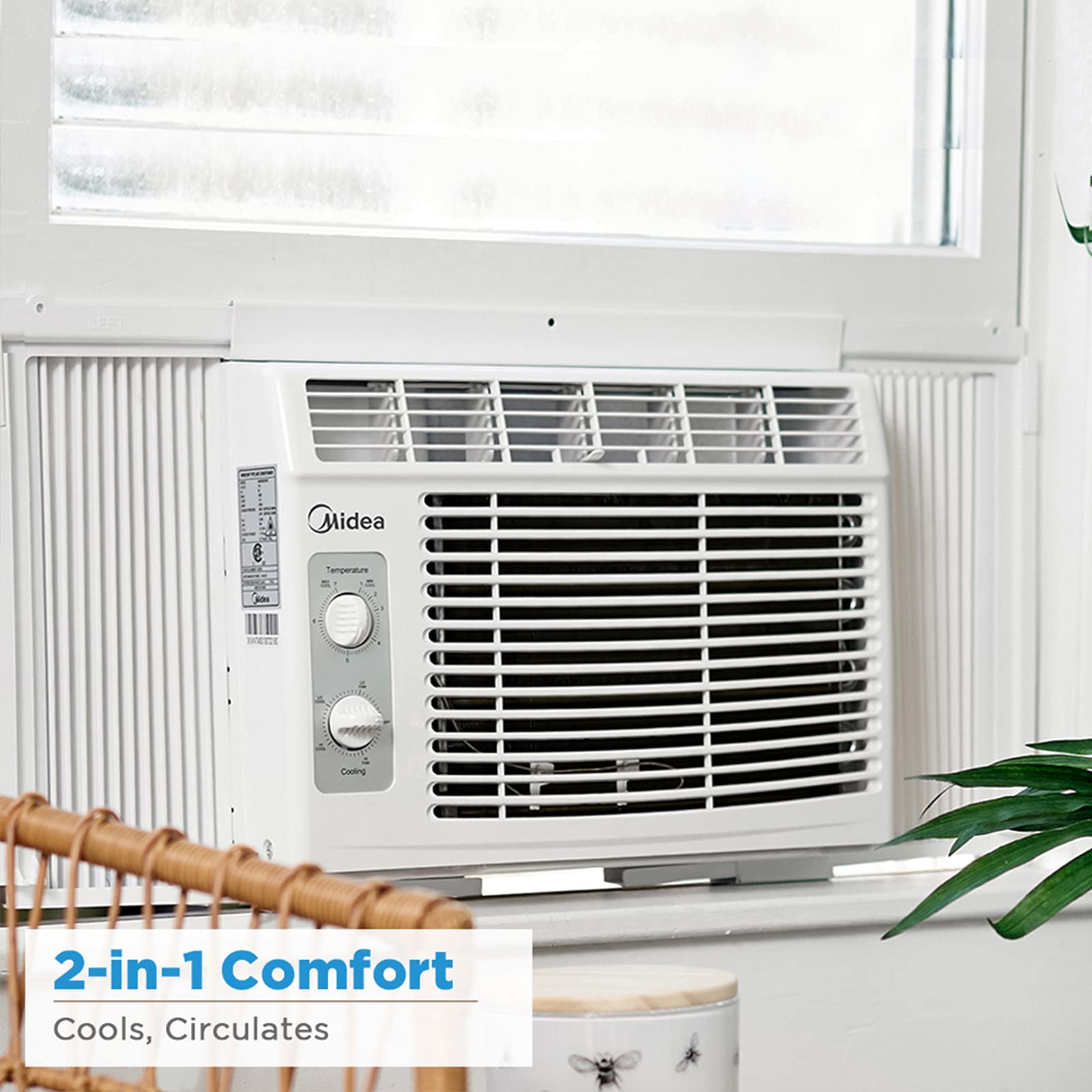 Midea 5,000 Btu Easycool Small Window Air Conditioner   Cool Up To 150 Sq. Ft. With Easy To Use Mechanical Controls And Reusable