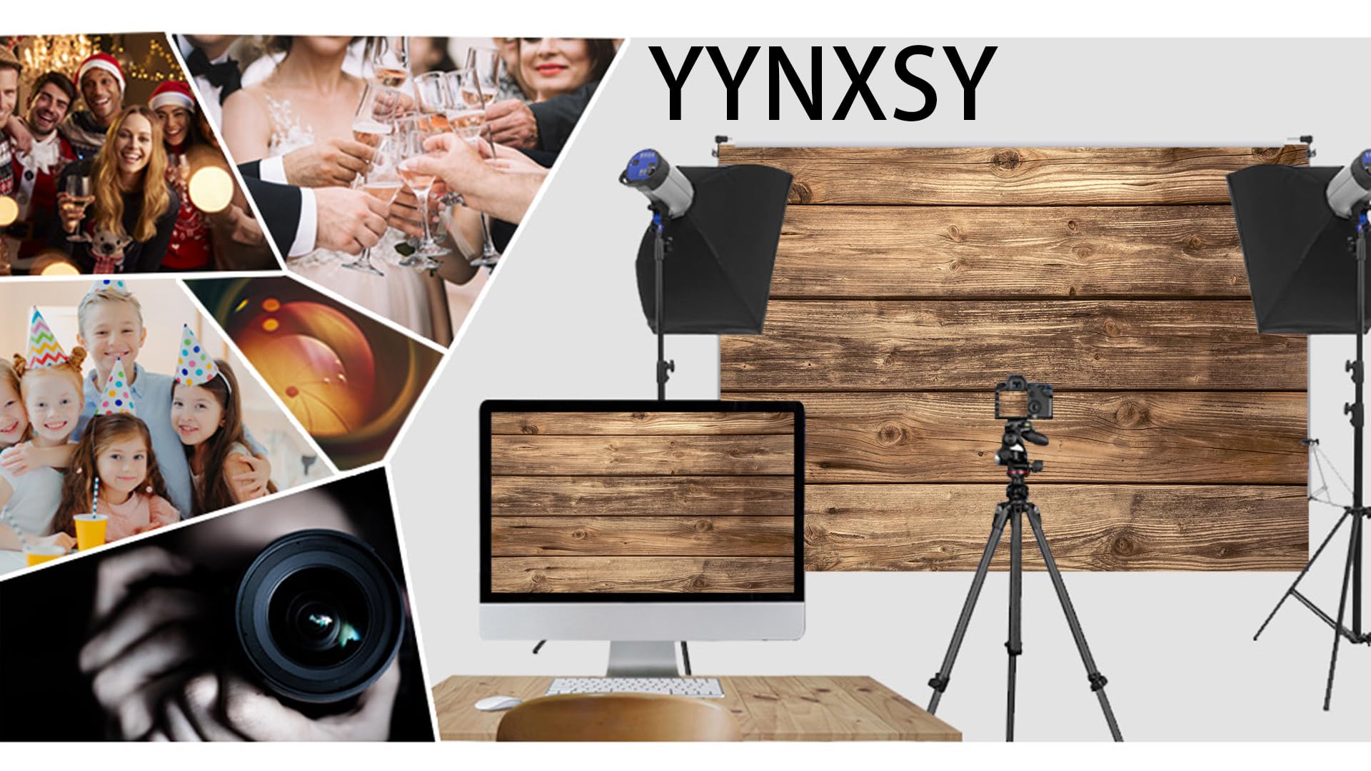 Yynxsy Rustic Wood Wall Backdrop Natural Brown Wooden Board Photography Background Baby Shower Birthday Party Cake Table Decorat