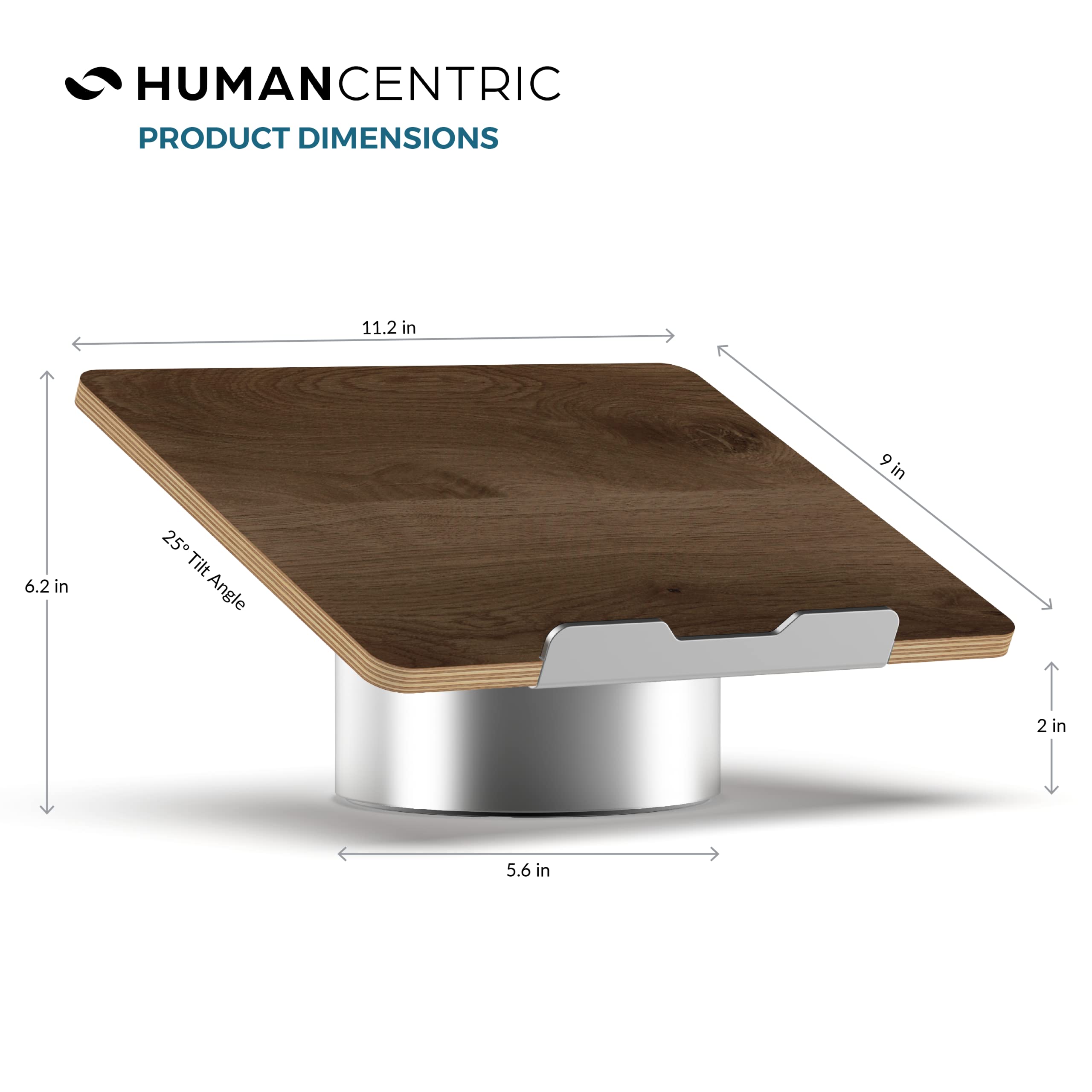 Humancentric Portable Electronic Device Stand   Black Walnut Wood Laptop Stand, Ergonomic Computer Stand For Laptop, Compatible With Macbook Stand Up To 16 Inches