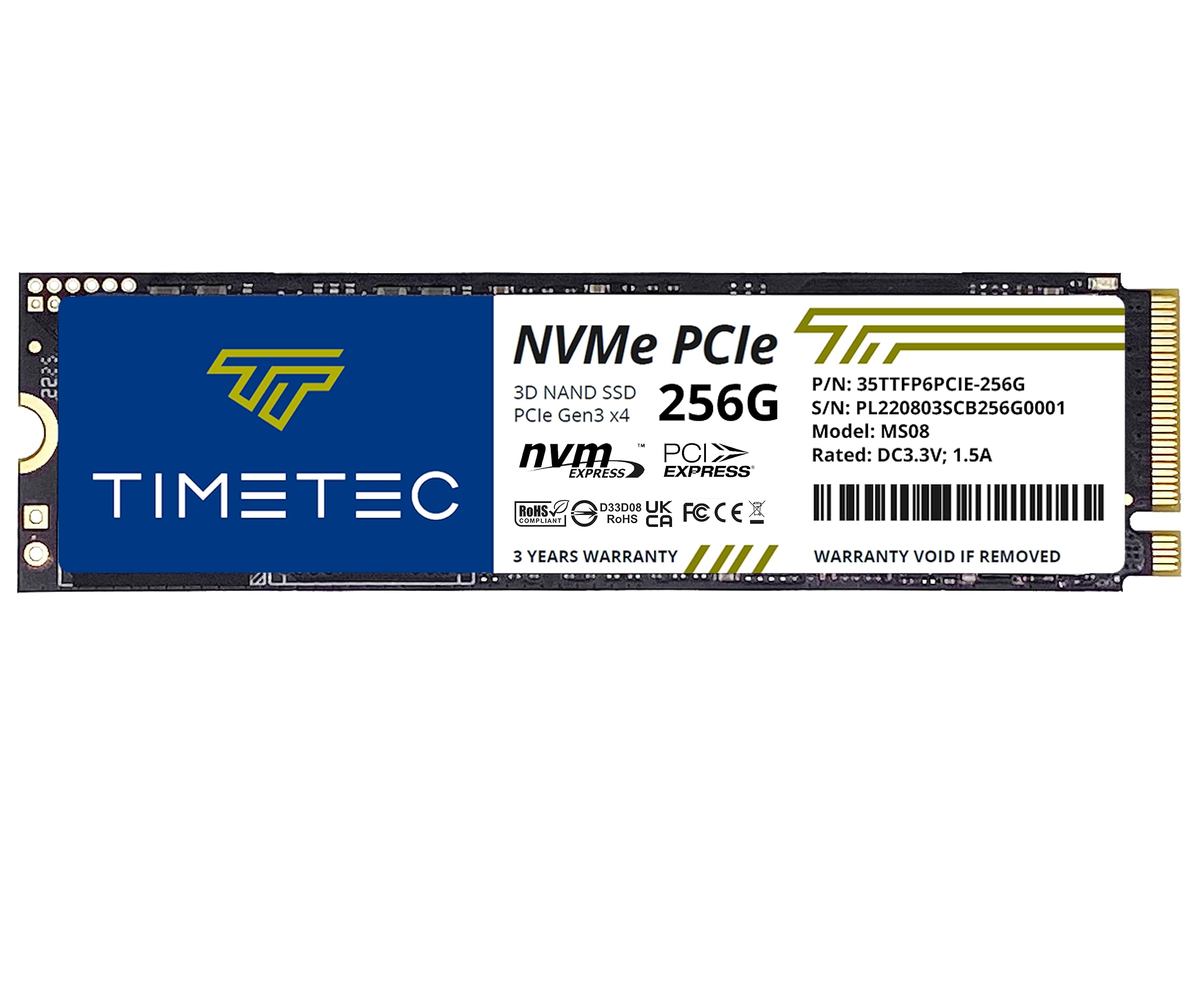 Timetec 256Gb Ssd Nvme Pcie Gen3X4 8Gb/S M.2 2280 3D Nand High Performance Slc Cache Read/Write Speed Up To 2,000/1,600 Mb/S Internal Solid State Drive For Pc Laptop And Desktop