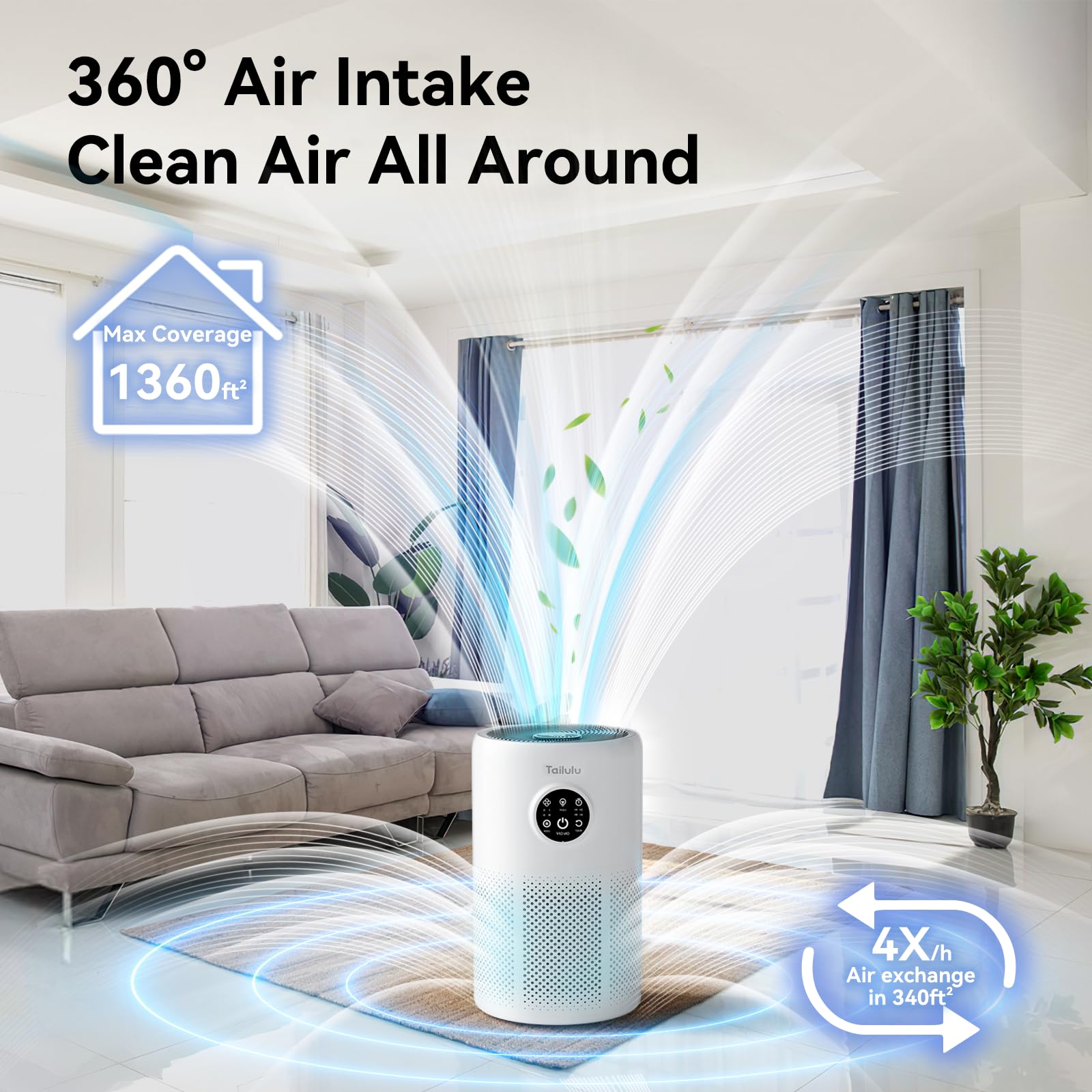 Air Purifiers For Home Pets Large Room Up To 1360 Sq Ft, Tailulu D10 Hepa Air Purifier For Bedroom With Sleep Mode, Air Filter C