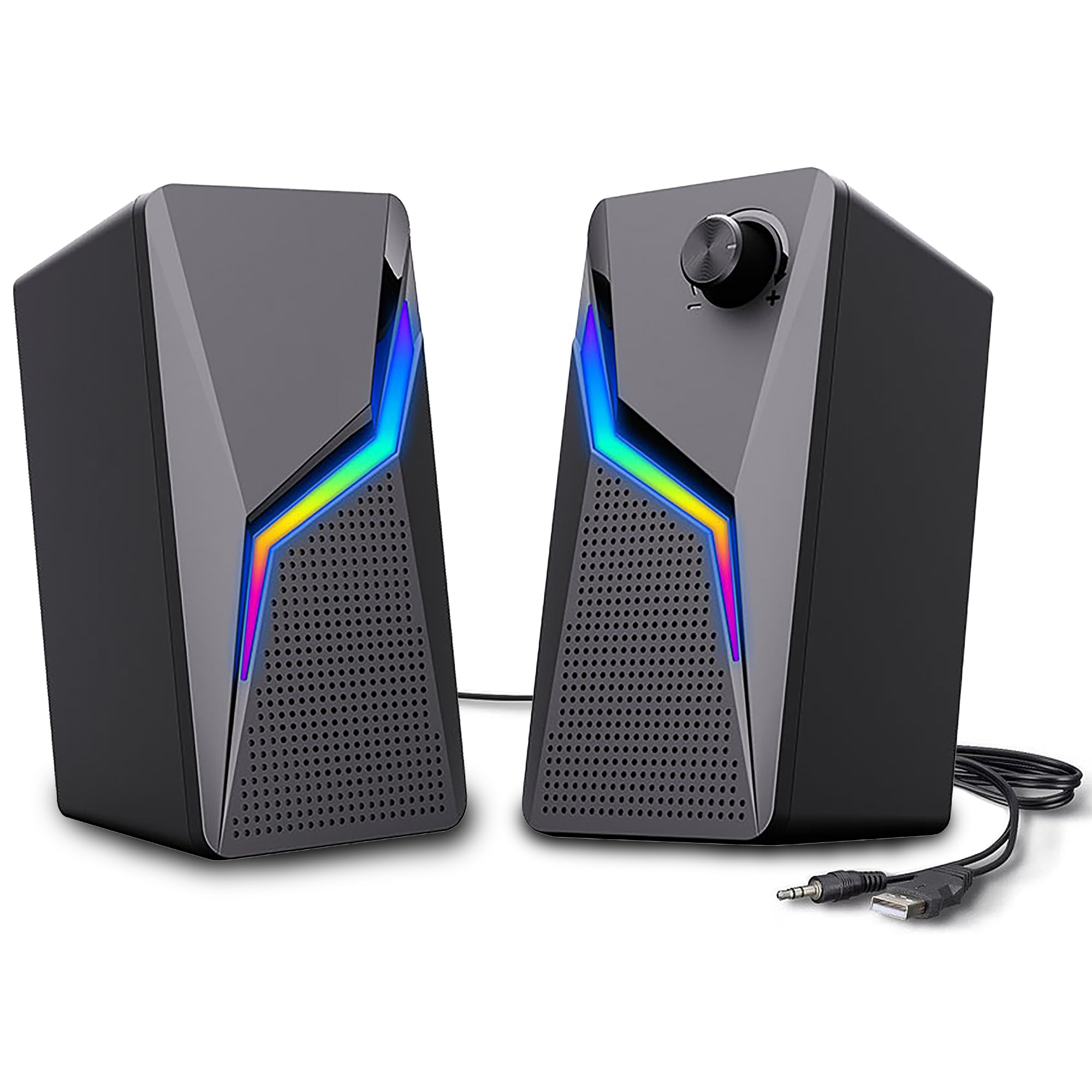 Roson Computer Speakers, Pc Gaming Speakers With Enhanced Bass And Volume Control, Stereo 2.0 Usb Powered 3.5Mm Aux Multimedia S